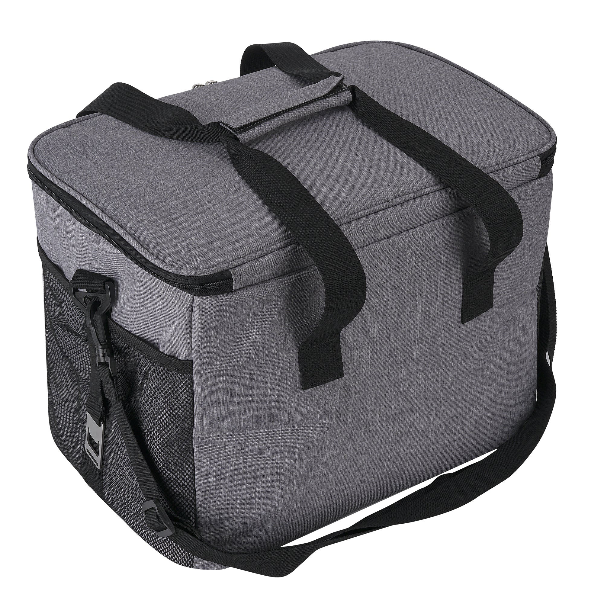 Cooler bag 30L grey - lunch bag - foldable - 4-layer insulated - incl. 4 free cooling elements, divider and carrying strap