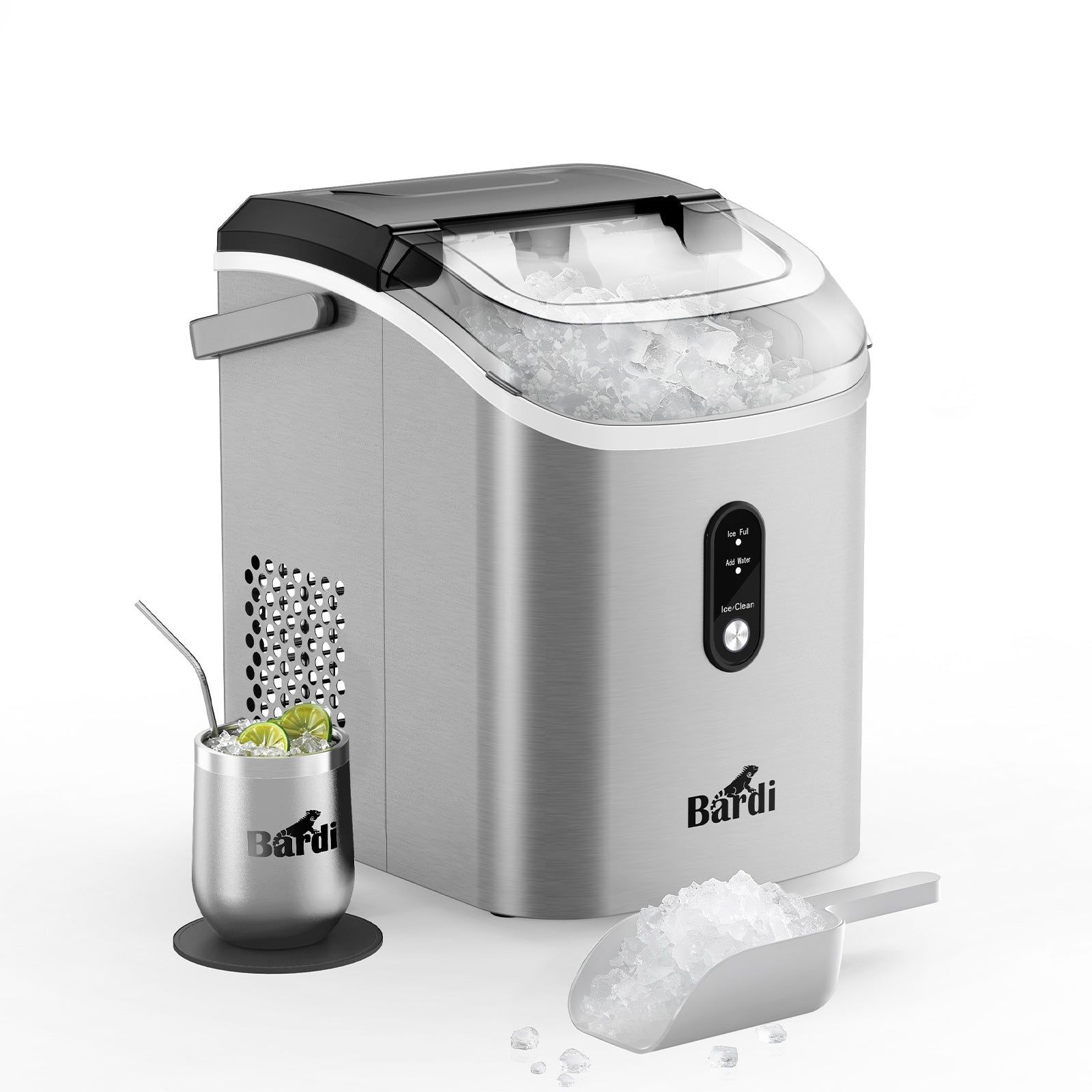 Bardi Nugget IJsblokjesmachine Rond 1,1L RVS - 15 kg/24 uur - incl. thermosbeker