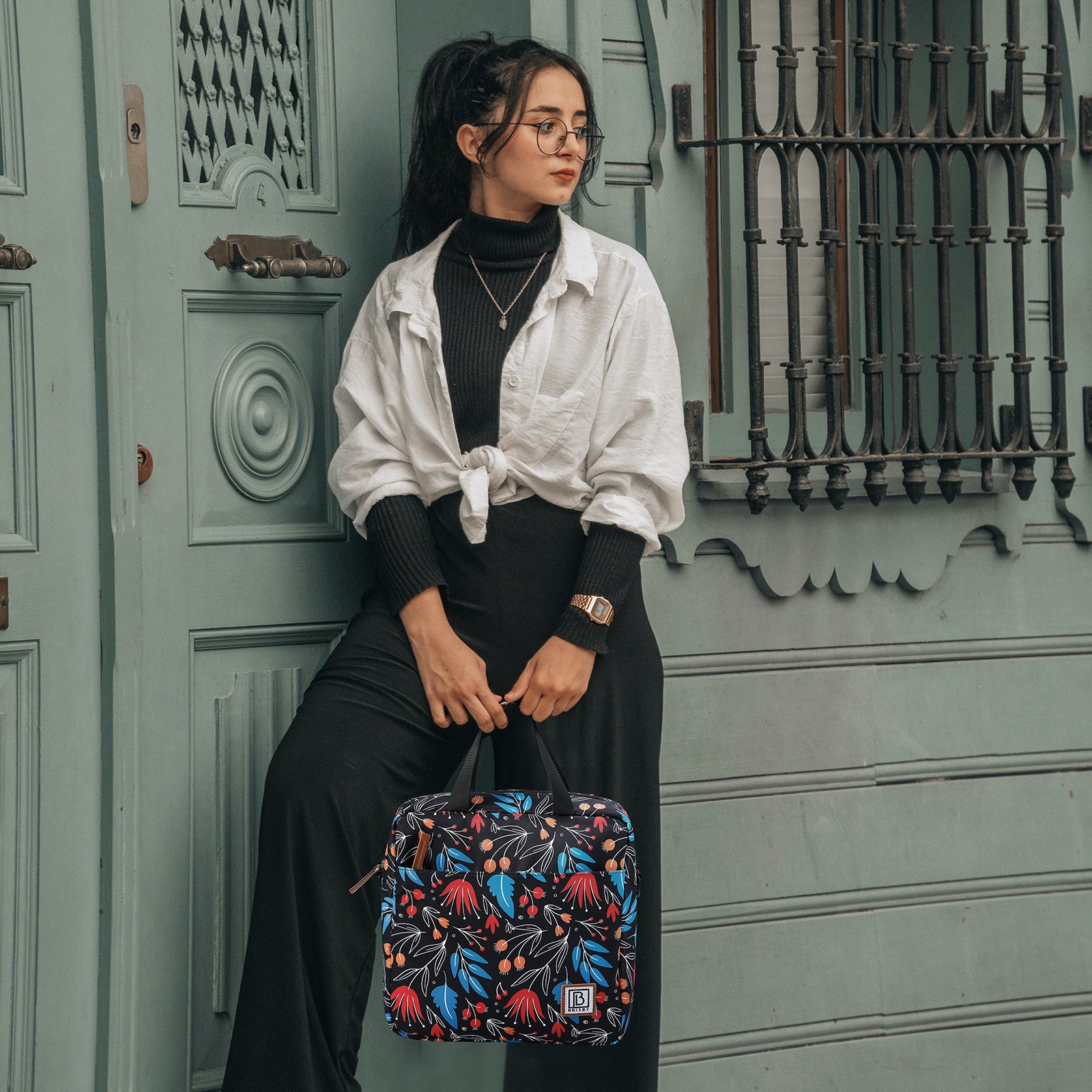 Cooler bag 7L night flower - Lunch bag - 4-layer insulated - 2 free cooling elements - incl. shoulder strap