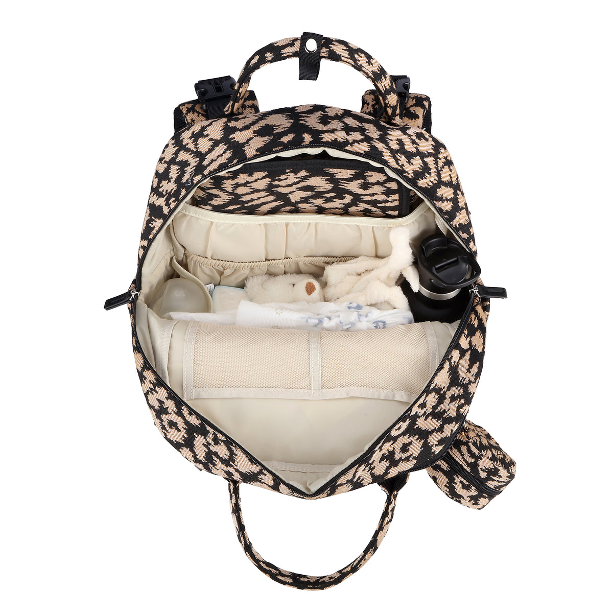 Brisby Premium Luiertas – Uitgebreide en Functionele Verzorgingstas – met buggymontage – Anti Diefstal Vakken - Reistrolley Sleeve - Inclusief verschoonmatje t.w.v.15,99 euro en speenhouder - Levenslange Garantie - Leo
