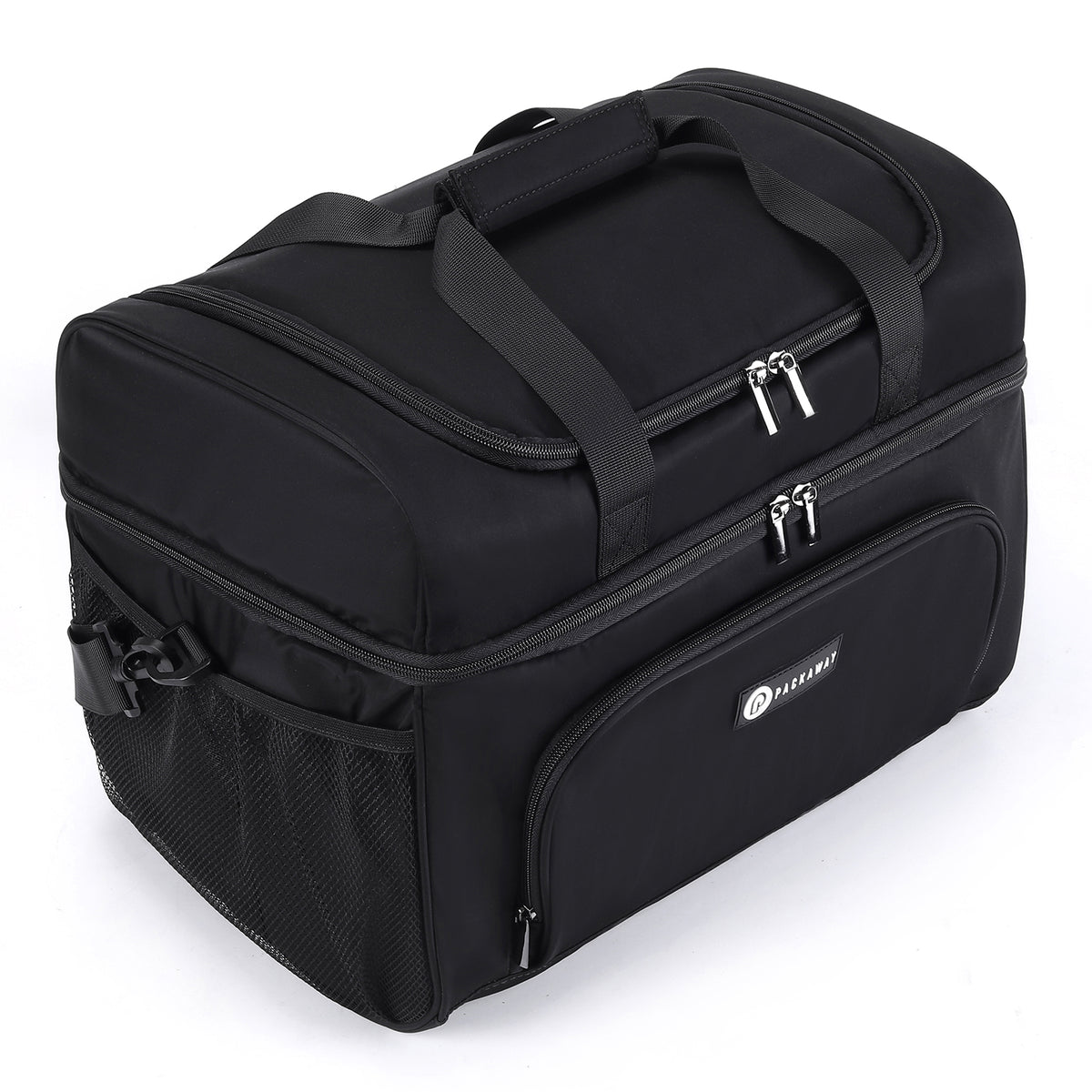 Packaway Koeltas 20L - Lunchtas - Inclusief 4 Koelelementen - Dubbel Compartiment - 4-Laags Geïsoleerd - Waterafstotend - Signature Black