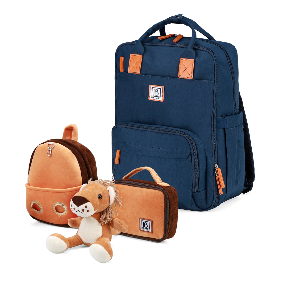 Brisby Luiertas Original - Blauw - Kinderrugzak - 1.5L kinderlunchtas Leeuw