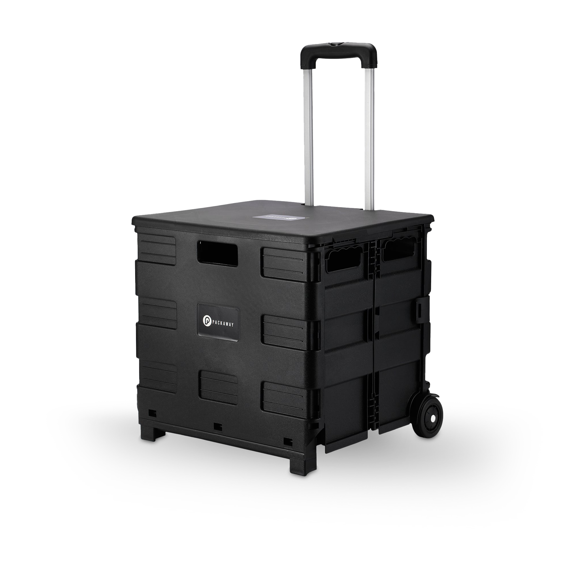 Shopping trolley 50L XL black - shopping crate - 35 kg load capacity - with lid and telescopic handle