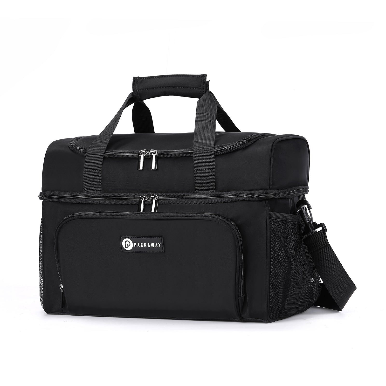 Packaway Koeltas 30L - Lunchtas - Inclusief 4 Koelelementen - Dubbel Compartiment - 4-Laags Geïsoleerd - Waterafstotend - Signature Black