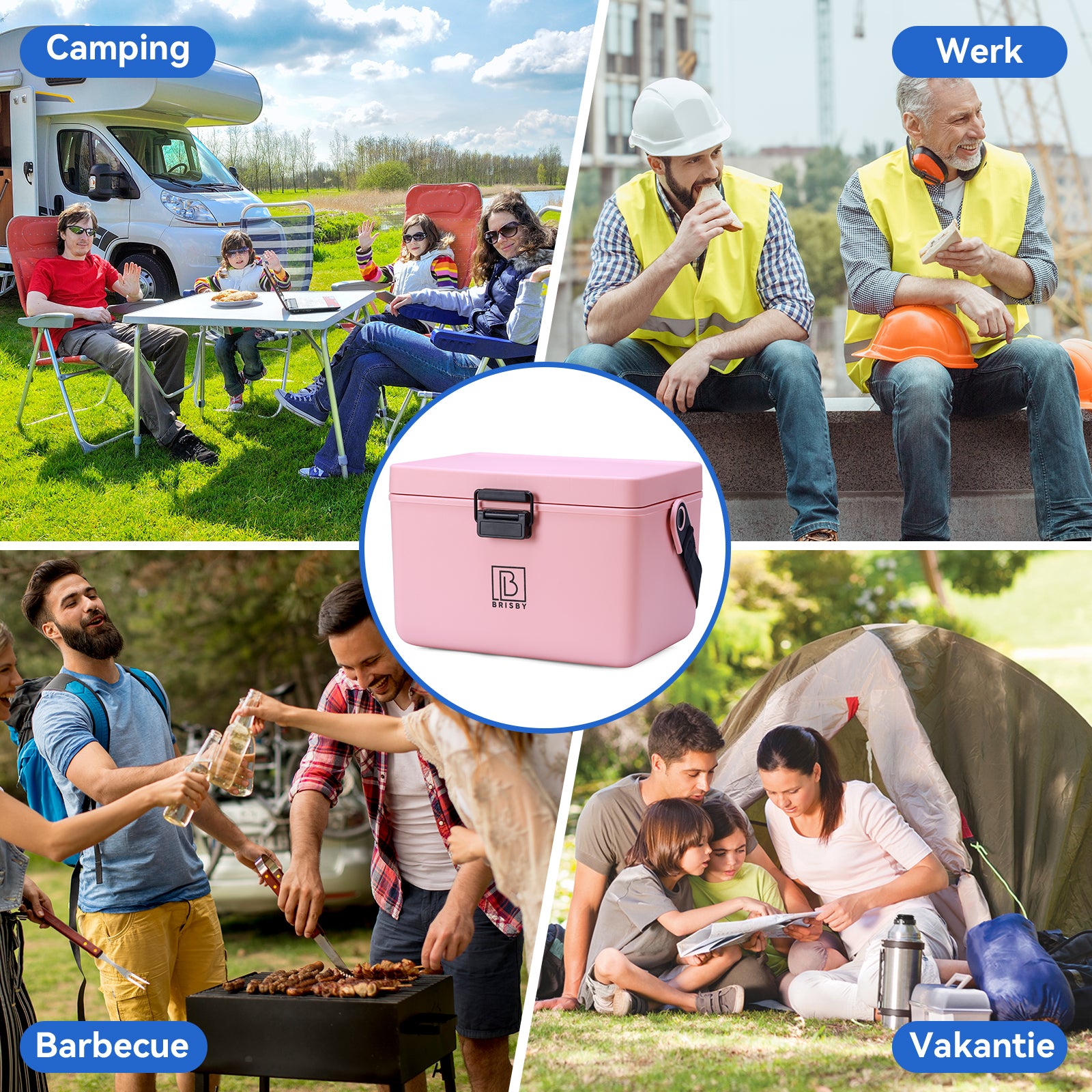 Koelbox 12L met draagband roze - Dividers - snijplanken - tot maximaal 40 uur isolatie - incl. 2 koelelementen van 200ml