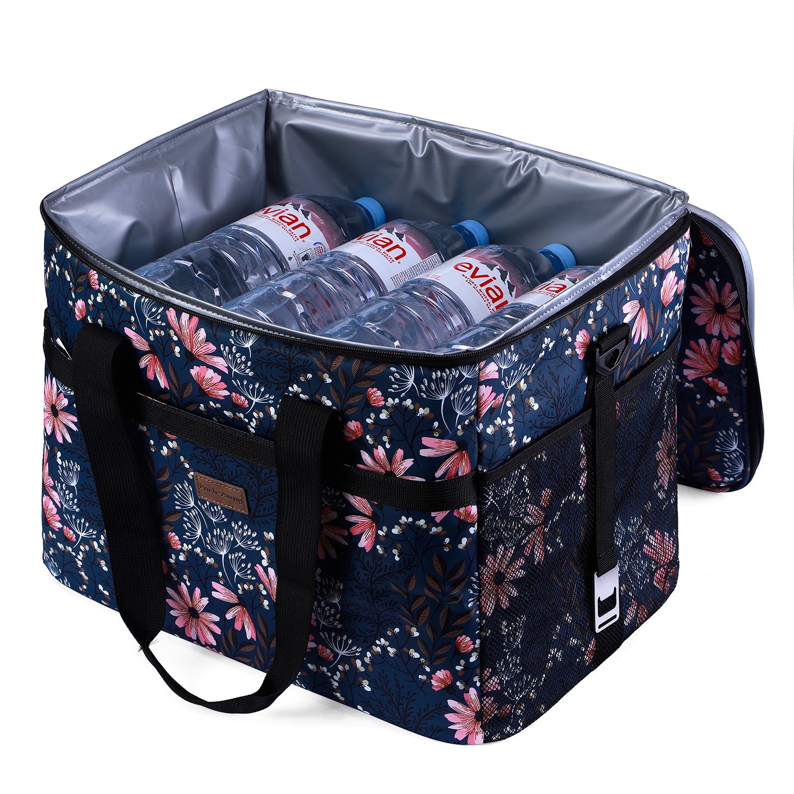 Cooler bag 40L Japanese flower - lunch bag - foldable - 4-layer insulated - incl. 6 free cooling elements and carrying strap