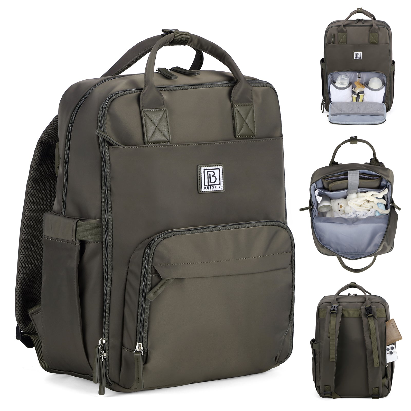 Brisby slijtvaste Luiertas – verzorgingstas – met buggymontage - Forest Green