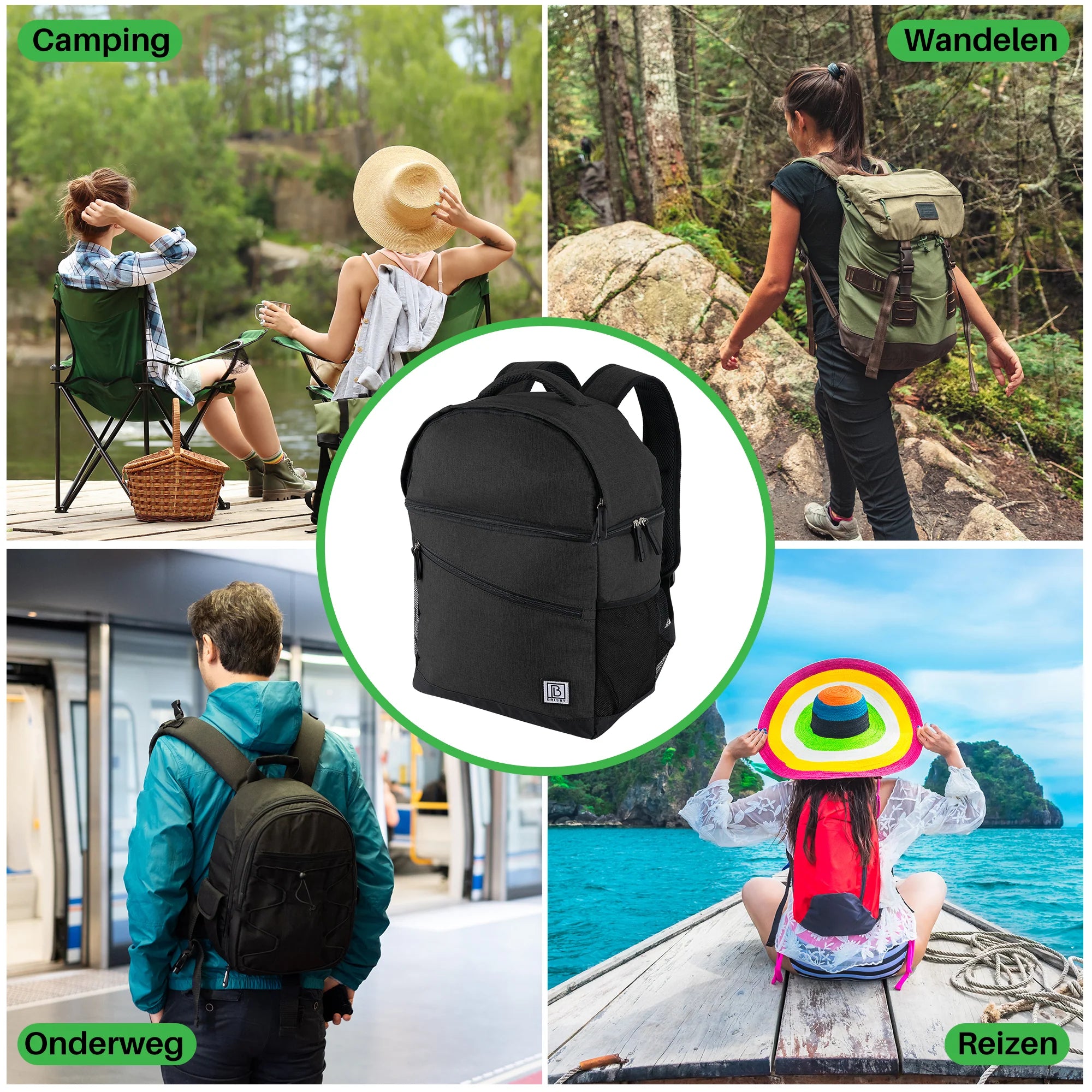Koeltas 25L zwart - rugzak - 4-laags geïsoleerd - waterafstotend - incl. 2 gratis koelelementen en bieropener