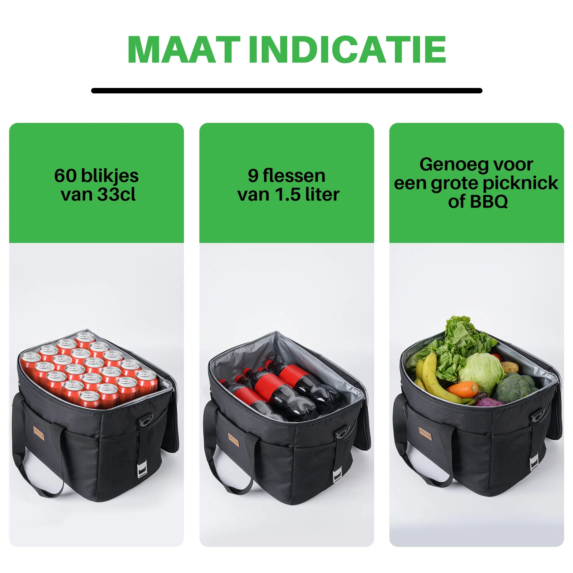 Cooler bag 30L black - lunch bag - foldable - 4-layer insulated - incl. 4 free cooling elements and carrying strap