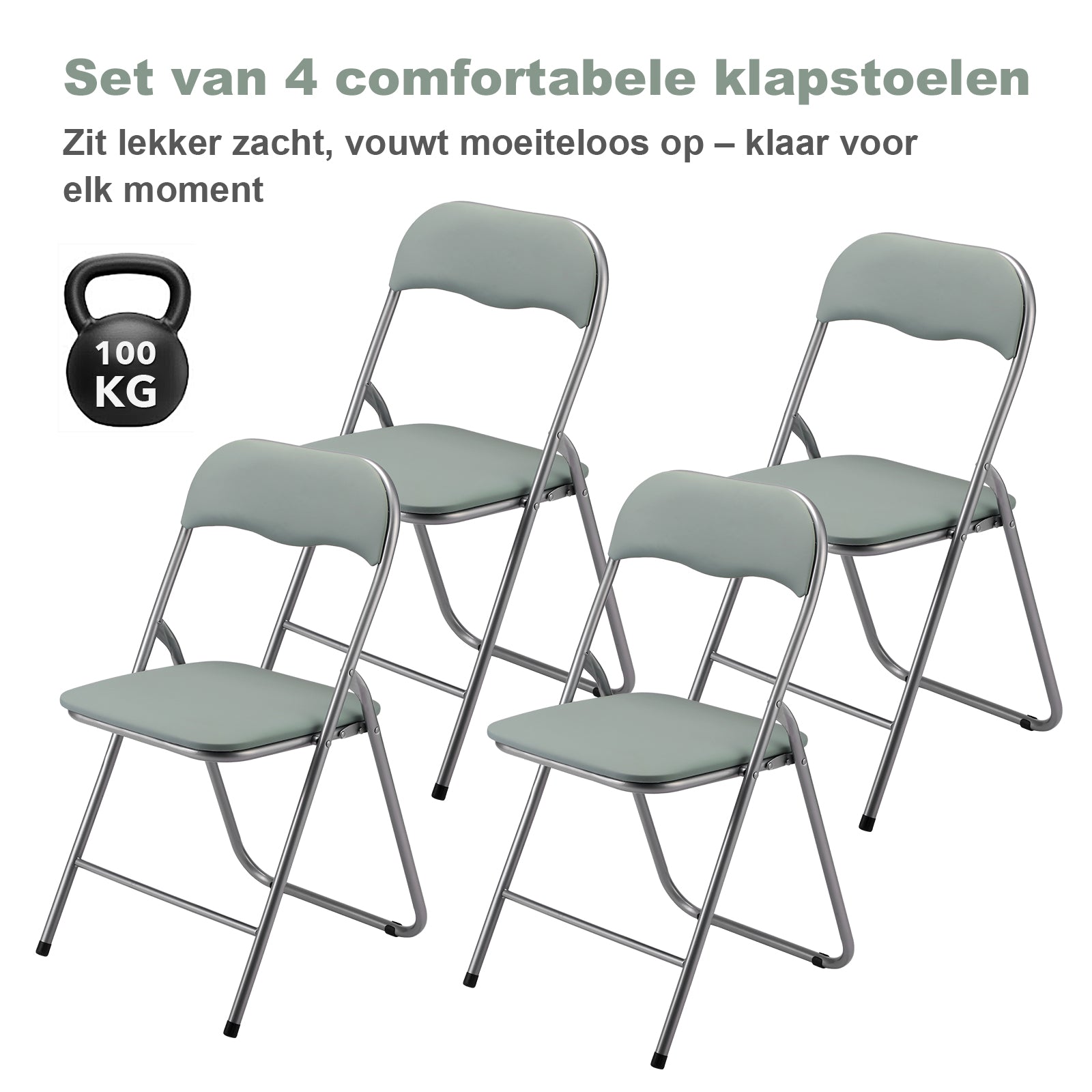 Bardi 4-delige Klapstoelen set PVC groen - 100 kg draagvermogen