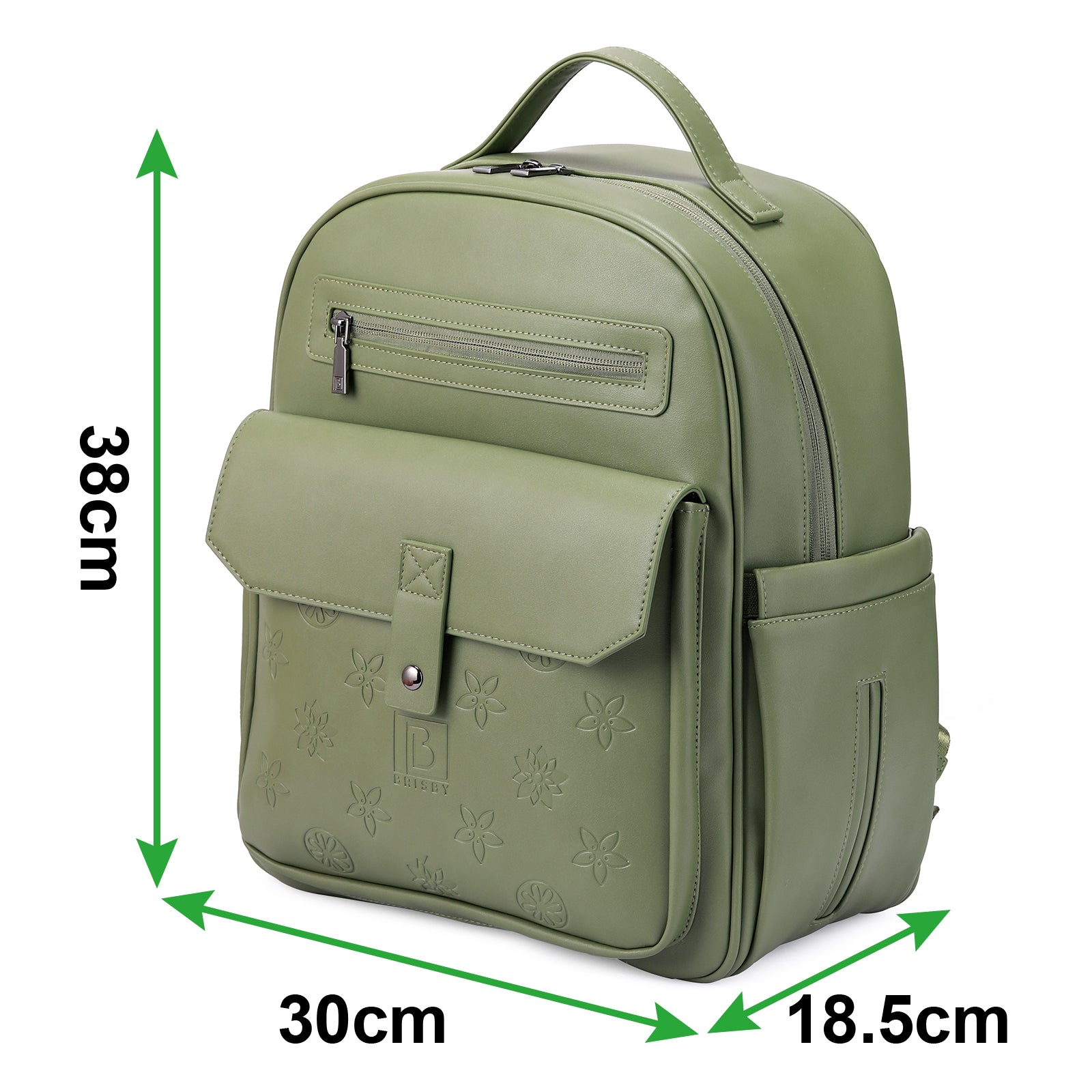Venezia wear-resistant backpack green - PU leather - 14 inch laptop compartment - water-repellent