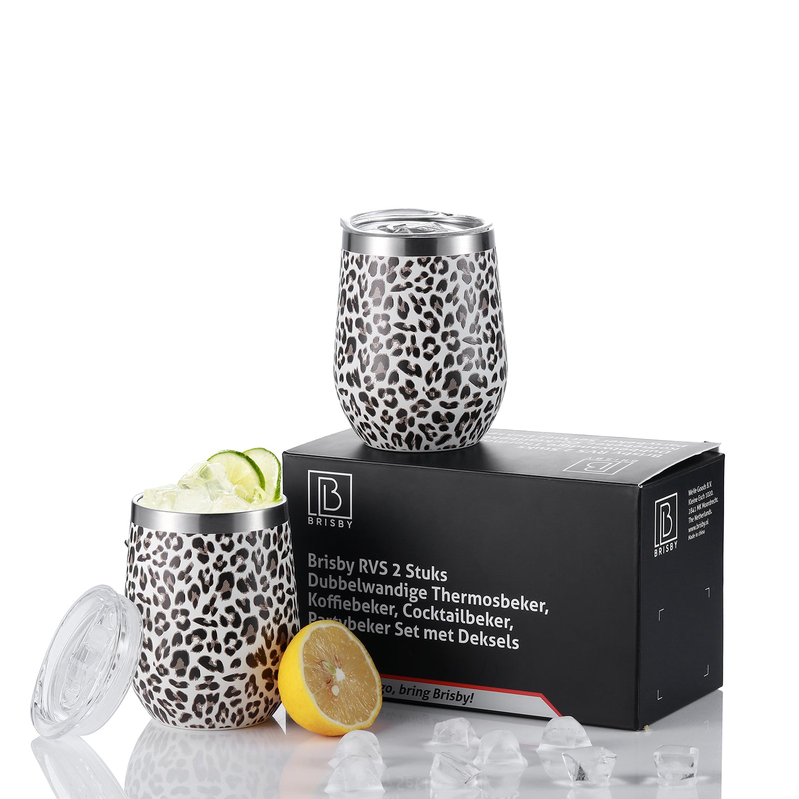 Bardi Thermosbekers 0,3L RVS leo set - incl. deksels - dubbelwandig