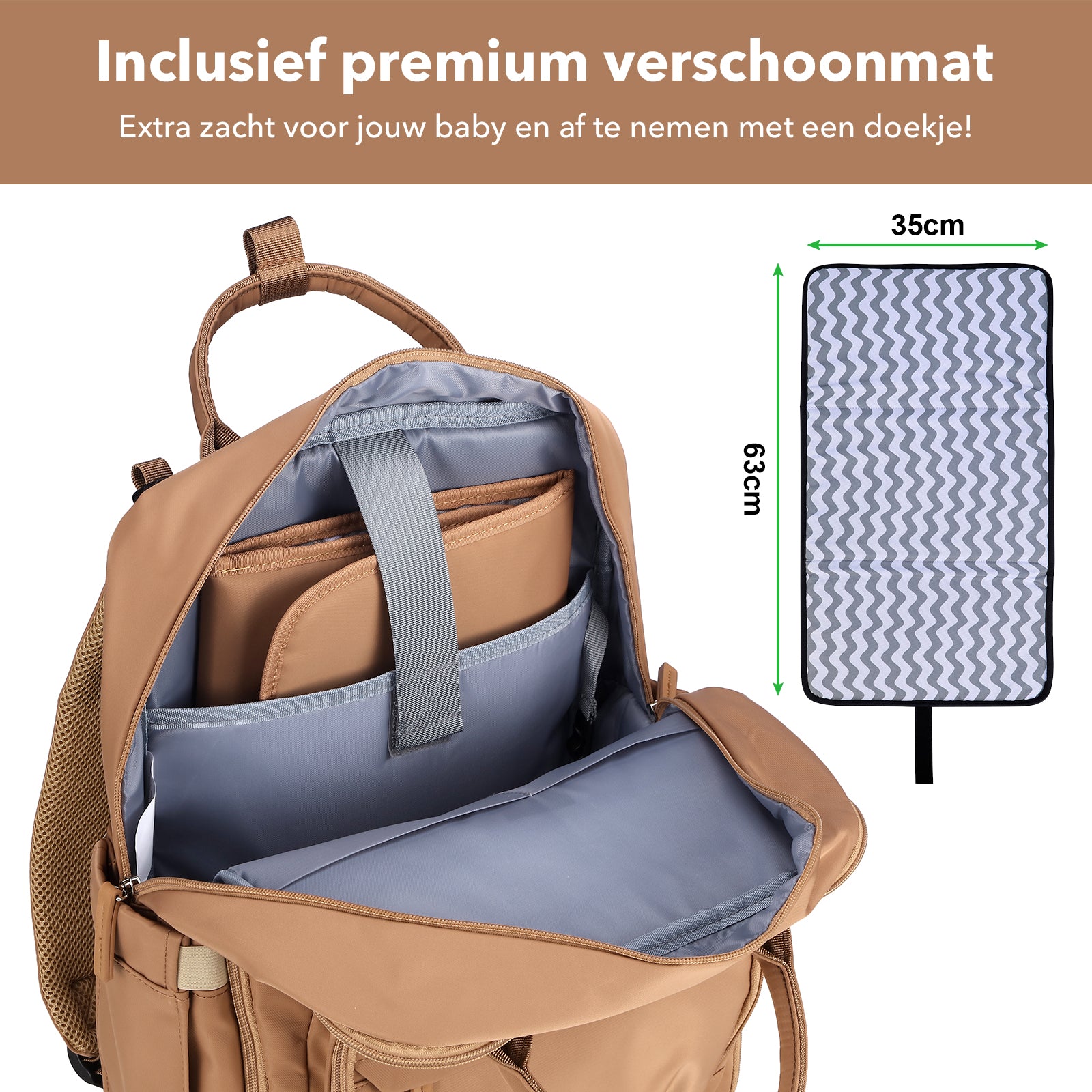 Brisby slijtvaste Luiertas – verzorgingstas – met buggymontage - True Terracotta