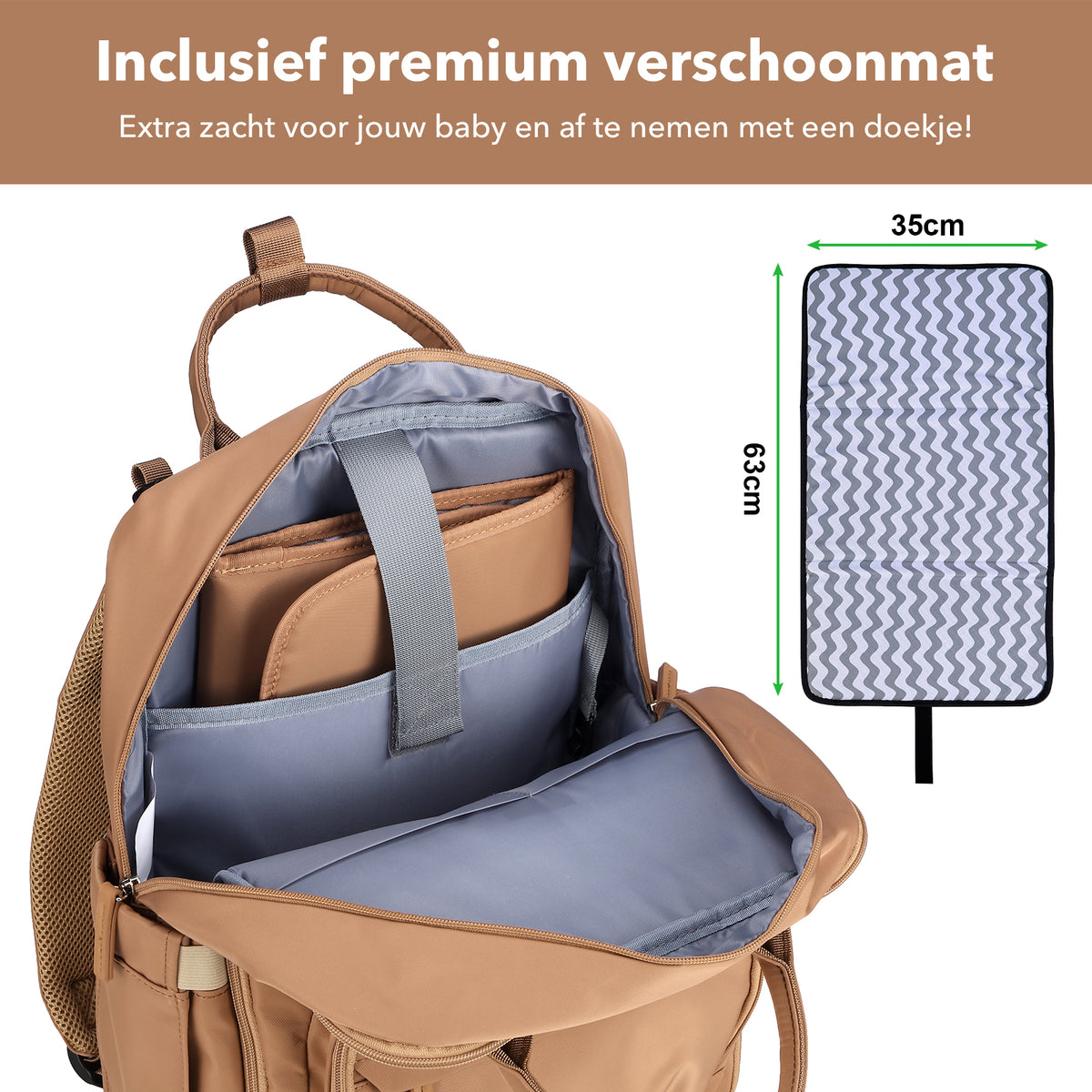 Brisby slijtvaste Luiertas – verzorgingstas – met buggymontage - True Terracotta