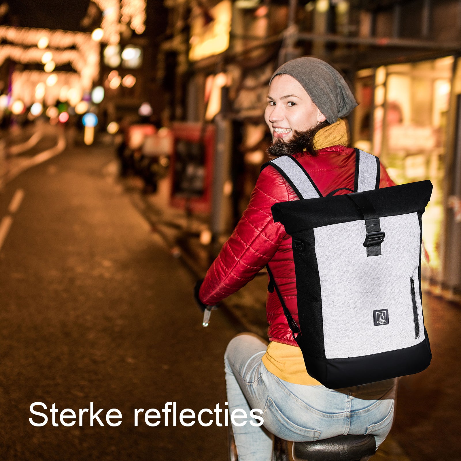 3 in 1 waterproof rolltop bicycle bag 20-26L black - 100% reflection - high visibility - bicycle bag - backpack - shoulder bag