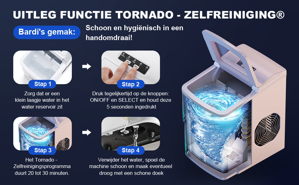 Bardi IJsblokjesmachine - 2 Liter - 12KG IJsblokjes in 24 uur - met IJsschep - Inclusief Luxe Thermosbeker en Ijsschep - Wit