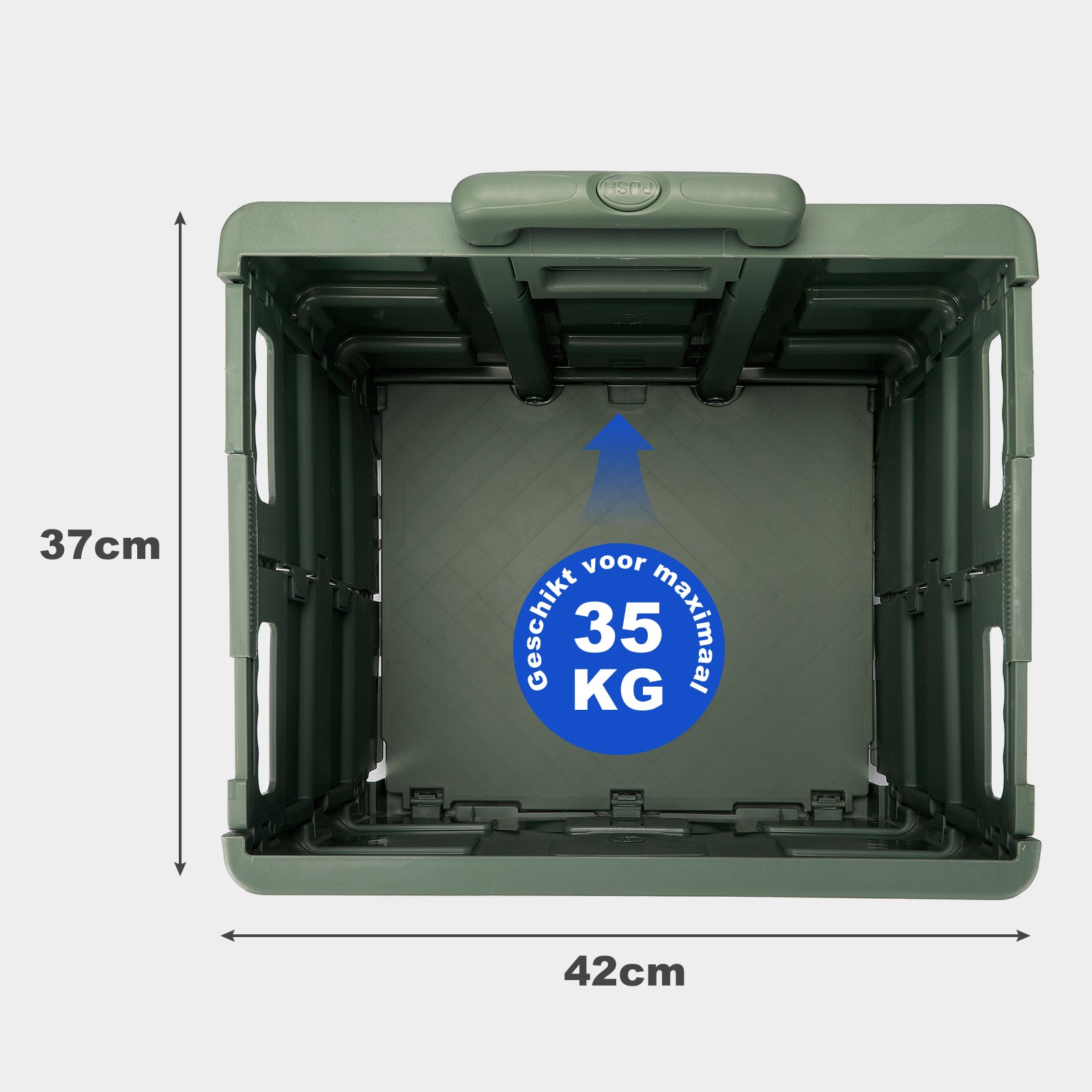 Packaway XL Foldable Shopping Trolley with wheels - Shopping crate - Storage box - Shopping trolley - Folding crate - 50 Liters - Green