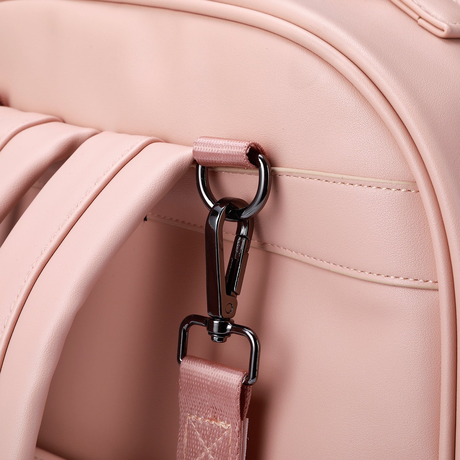 Venezia diaper bag and backpack pink - nursing bag - hard-wearing - incl. buggy/pram hooks, changing mat and cool bag - PU leather