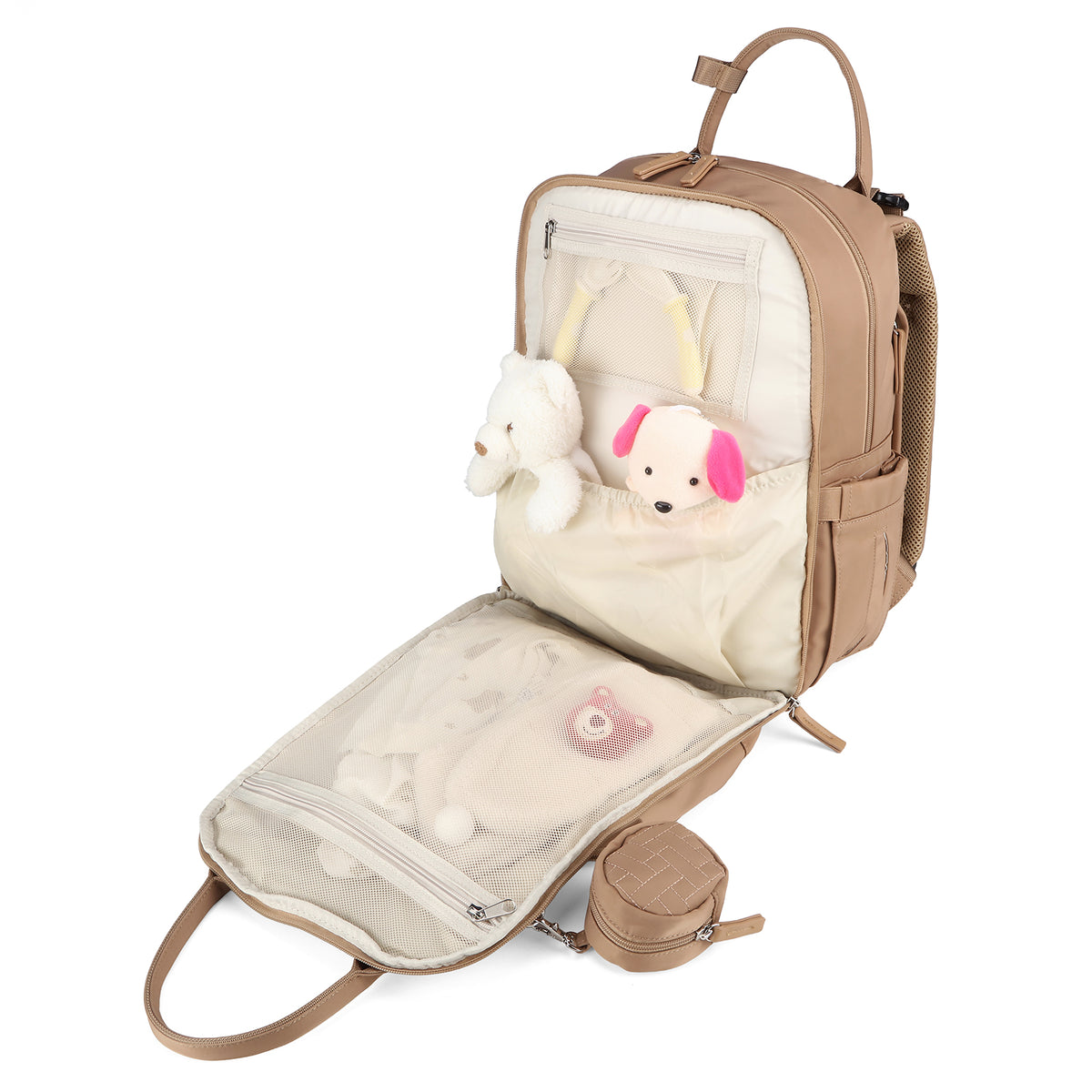 Brisby Premium Luiertas – Uitgebreide en Functionele Verzorgingstas – met buggymontage – Anti Diefstal Vakken - Reistrolley Sleeve - Inclusief verschoonmatje t.w.v.15,99 euro en speenhouder - Levenslange Garantie - True Terracotta