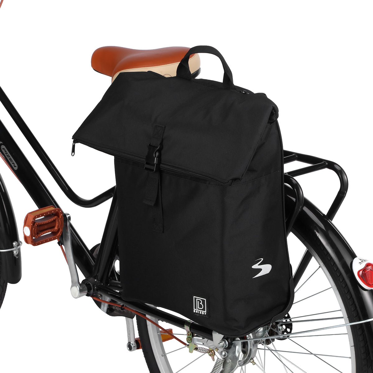 Fietstrolley Tas 2-in-1 Fietstas en Trolley Zwart 18-28L Laptopvak Verstelbare Hendel Bevestigingssysteem - Zwart