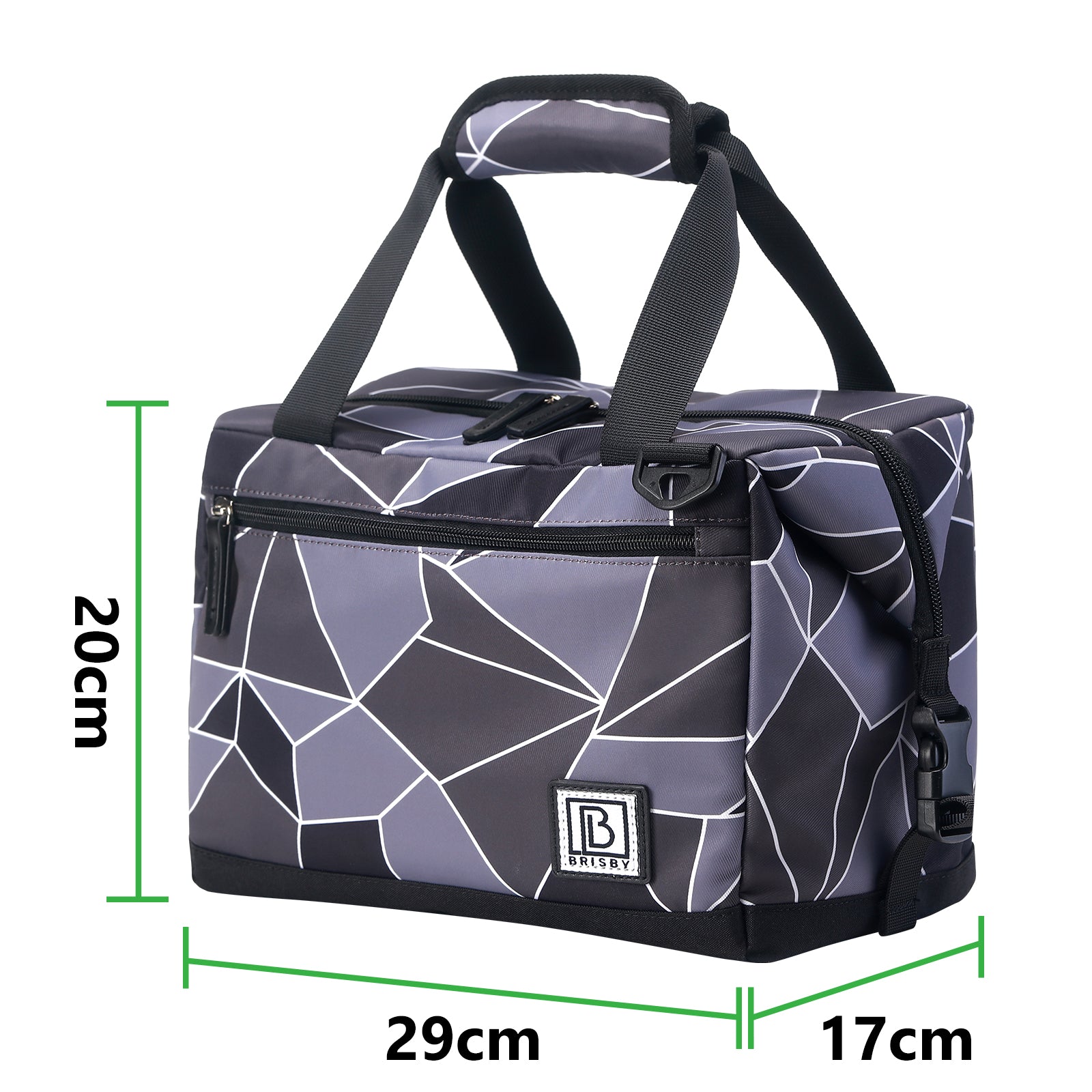 Cooler bag 12L abstract grey and black - Lunch bag - 4-layer insulated - extra space foldable - 2 free cooling elements - incl. shoulder strap
