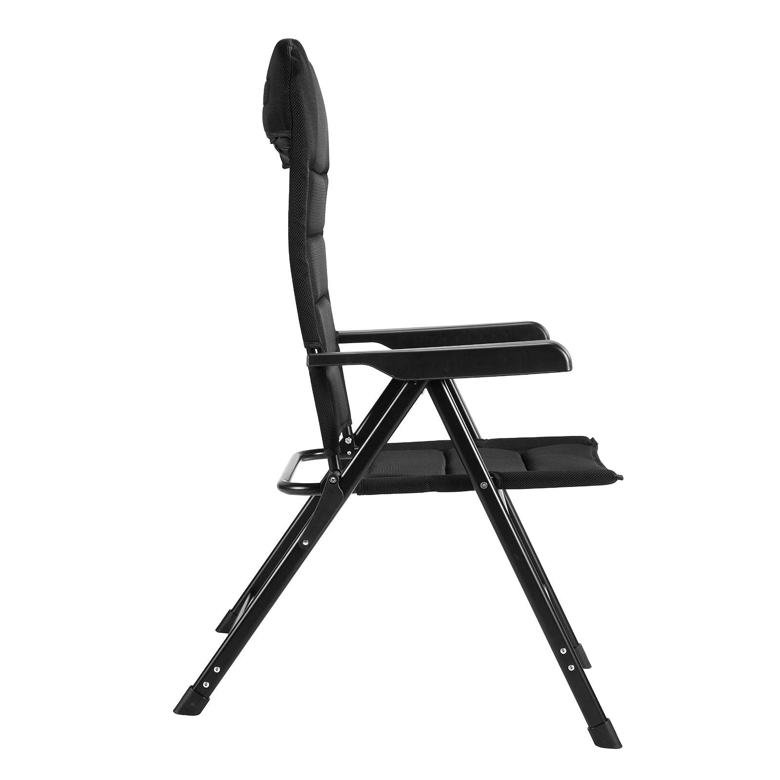 6-delige luxe campingstoelen set - 7 standen - 120 kg draagvermogen - lichtgewicht - zwart