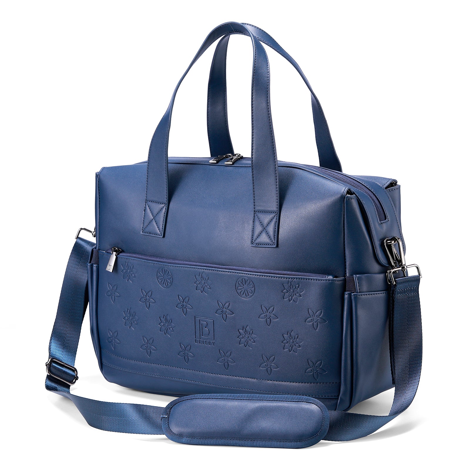 Venezia luiertas en weekendtas blauw - PU leer - schoudertas - slijtvast - Incl. buggy/kinderwagen haken, verschoonmat en koeltas