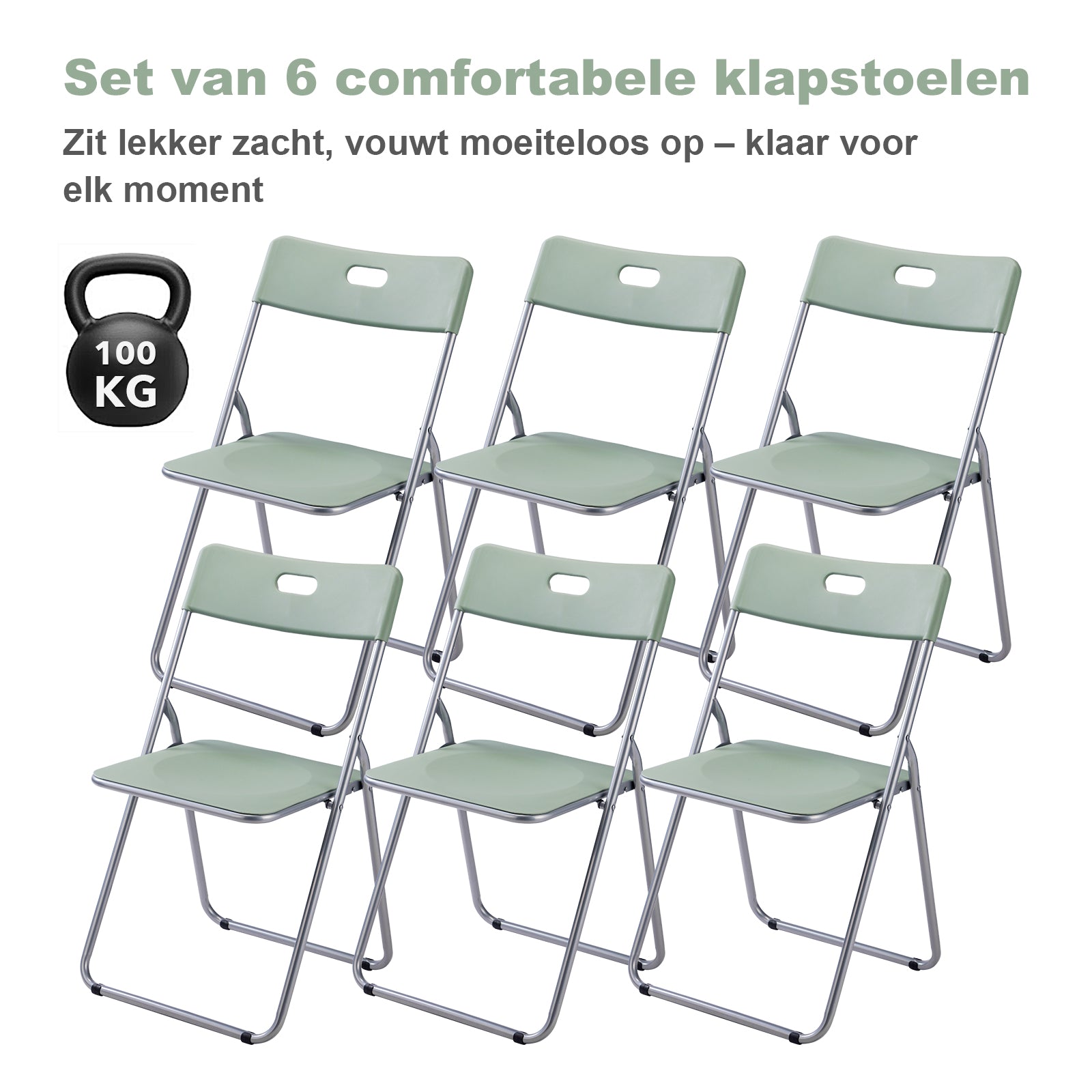 Bardi 6-delige Klapstoelen set stevig groen - 100 kg draagvermogen