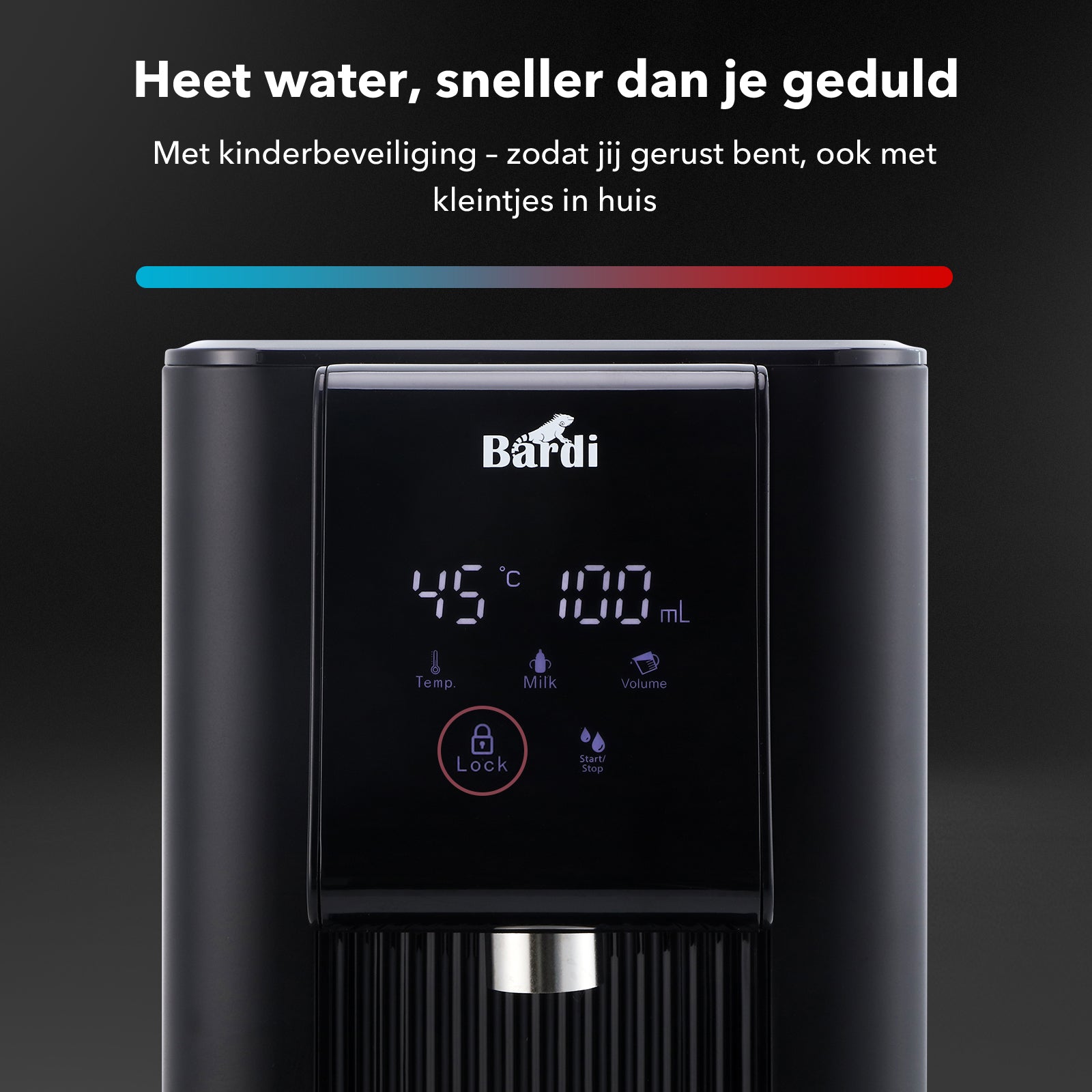 Bardi Heetwaterdispenser 2,6L zwart met STRIX filter - incl. thermoscup + onderzetter