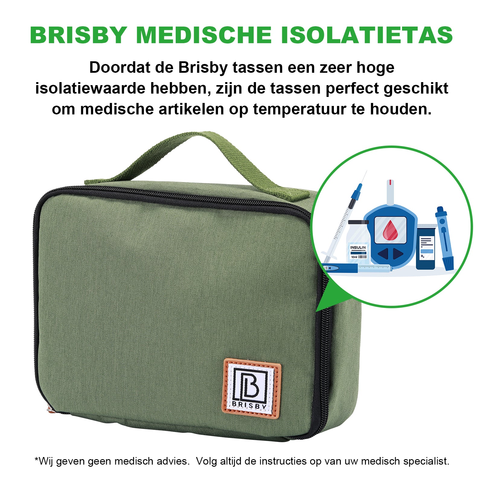 Cooler bag 2.5L green - 4-layer insulated - free cooling element