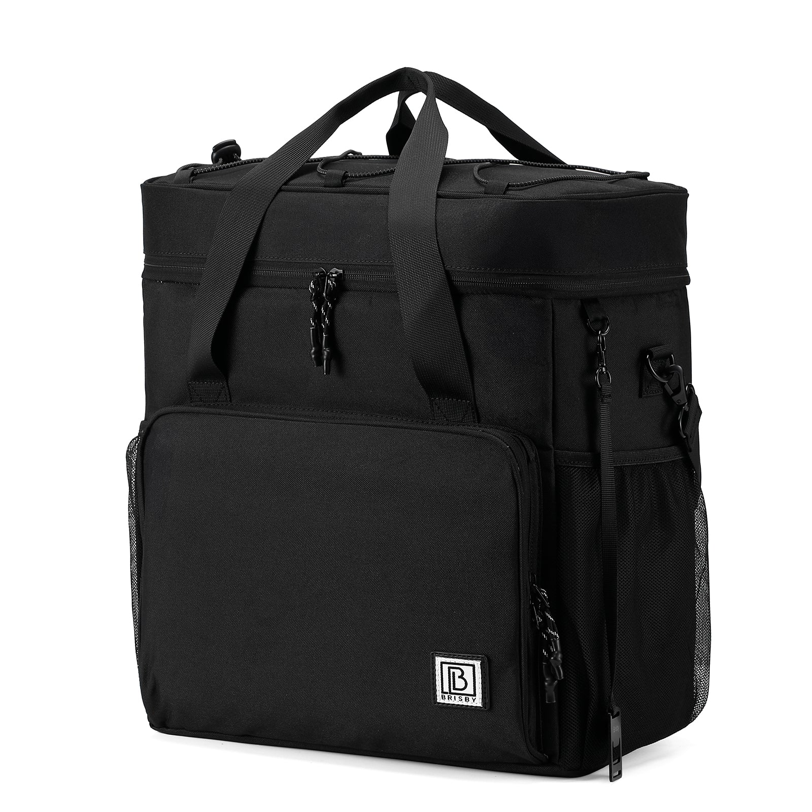 Cooler bag 40L black with gray interior - Lunch bag - 4-layer insulated - 6 free cooling elements - incl. shoulder strap