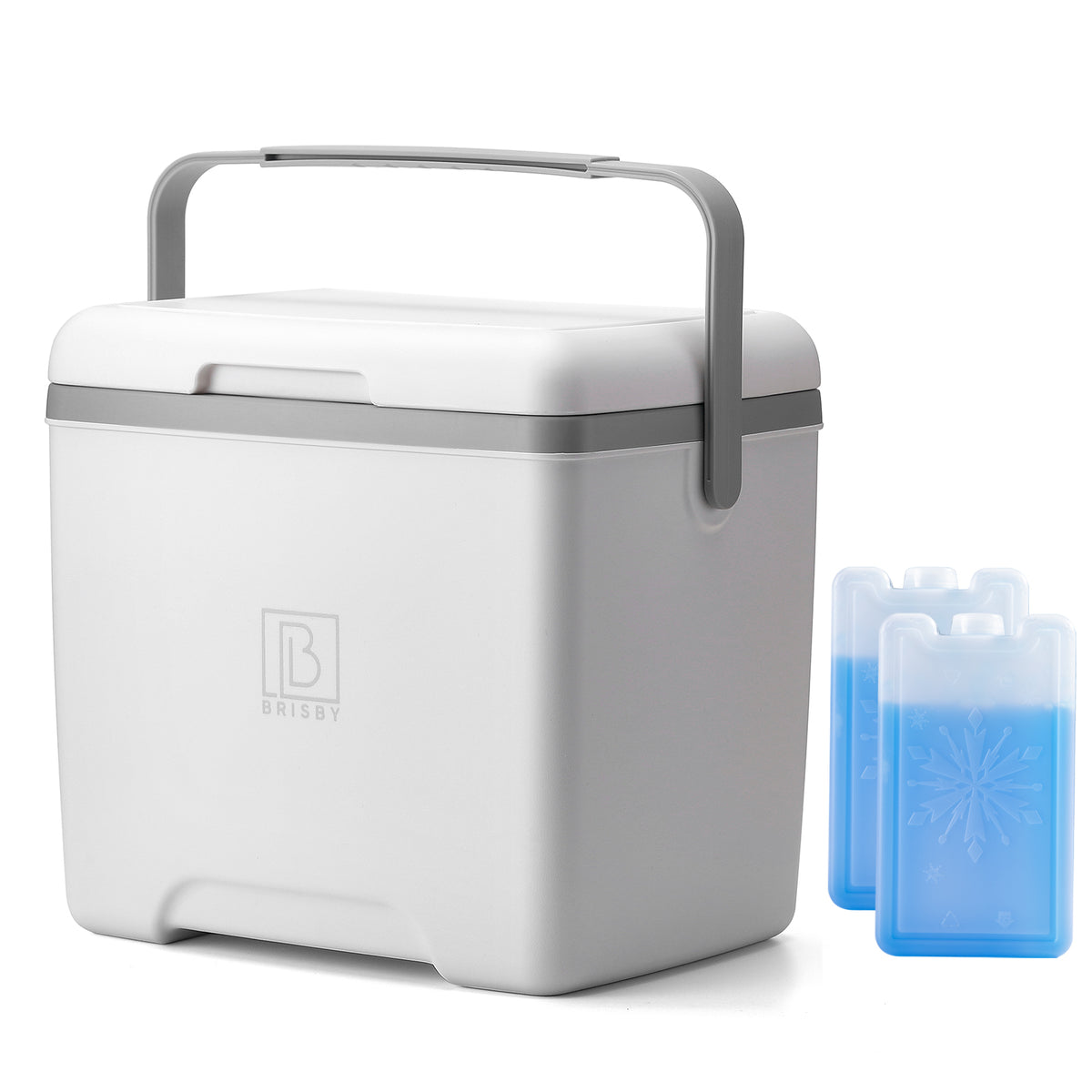 Brisby Koelbox - Frigobox - 13L- Wit- Tot maximaal 40 uur isolatie - Incl. 2 dikke koelelementen van 450ml - Met koelelementen vergrendeld in deksel en Brisby 500ml Zwarte Dubbelwandige Thermosfles