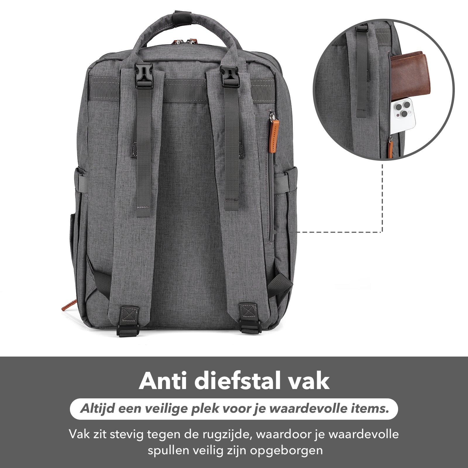 Brisby Luiertas original donkergrijs - incl. buggymontage en verschoningsmat