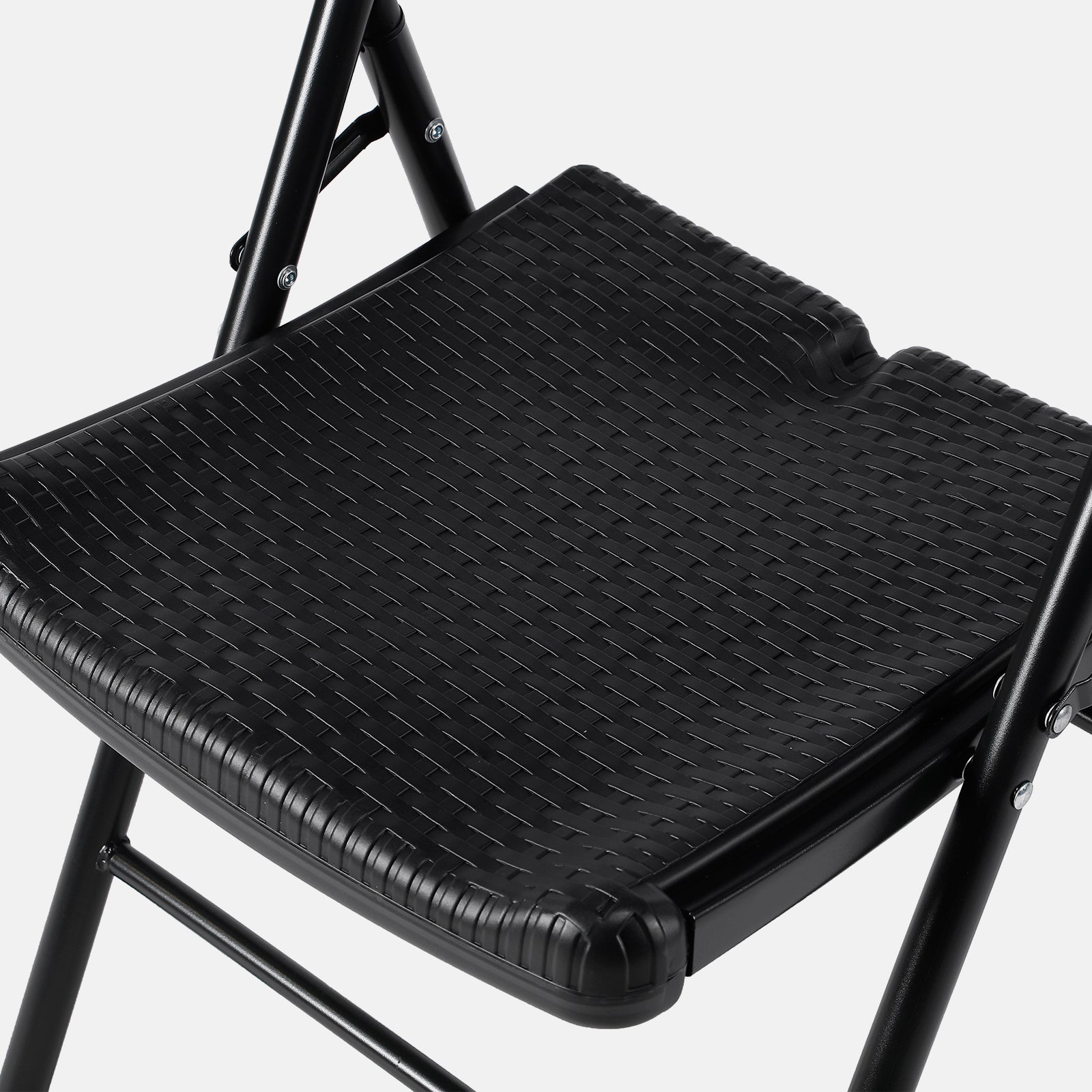 Bardi 4-delige Klapstoelen set zwaar rotan zwart - 200 kg draagvermogen
