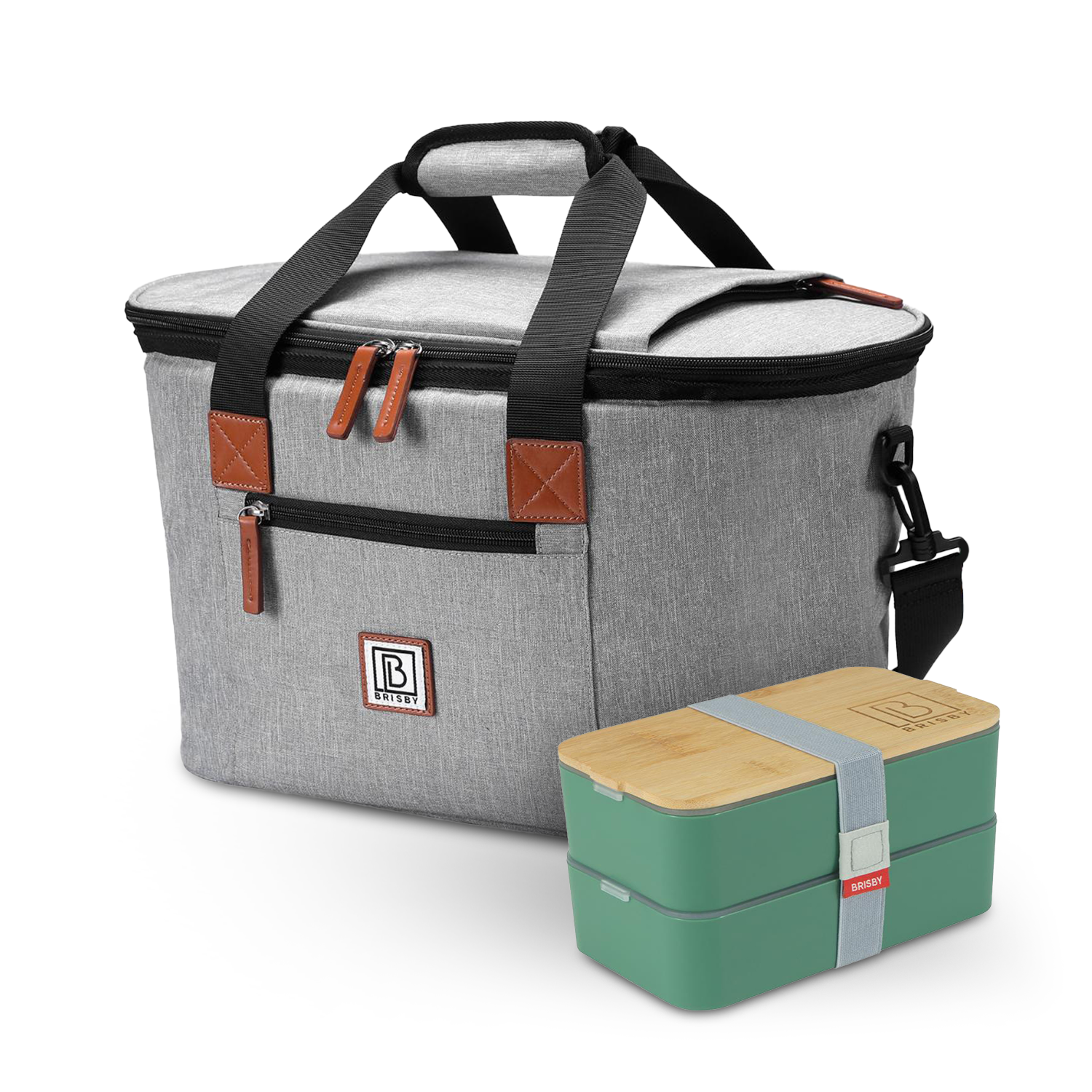 Brisby Koeltas 21L grijs set - incl. mealbox, 2 koelelementen, schouderband