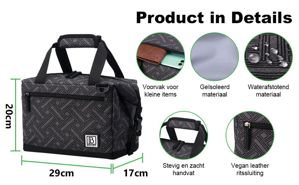 Cooler bag 12L avant - Lunch bag - 4-layer insulated - extra space foldable - 2 free cooling elements - incl. shoulder strap