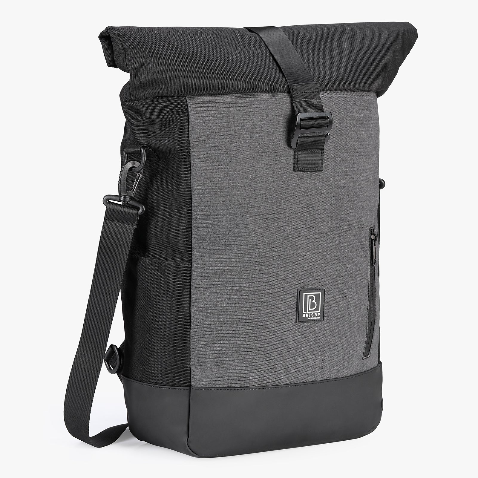 3 in 1 waterproof rolltop bicycle bag set 40-52L black-gray - 100% reflection - high visibility - bicycle bag - backpack - shoulder bag