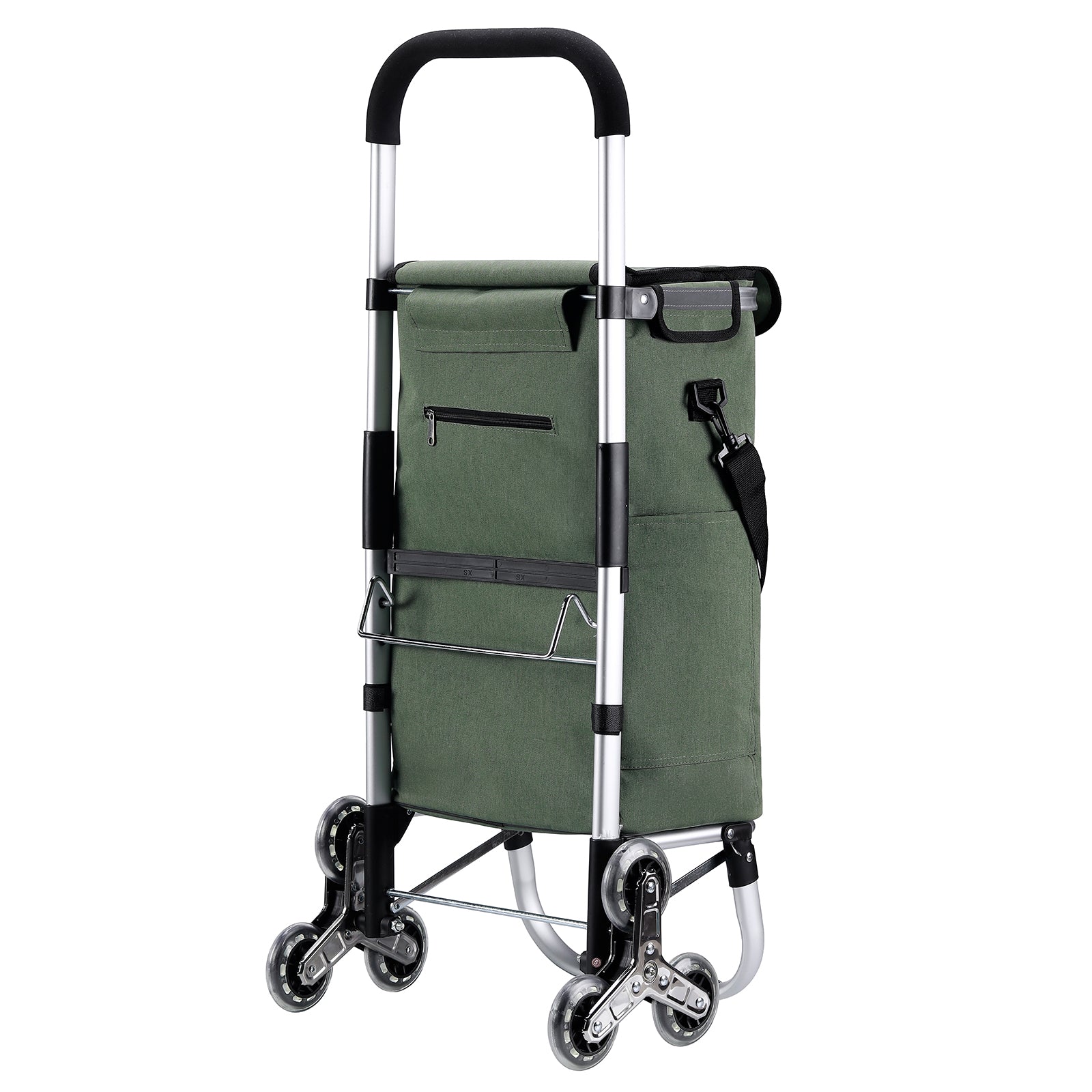 Shopping trolley 40L with pedal wheels green - shopping trolley suspension - foldable - telescopic handle