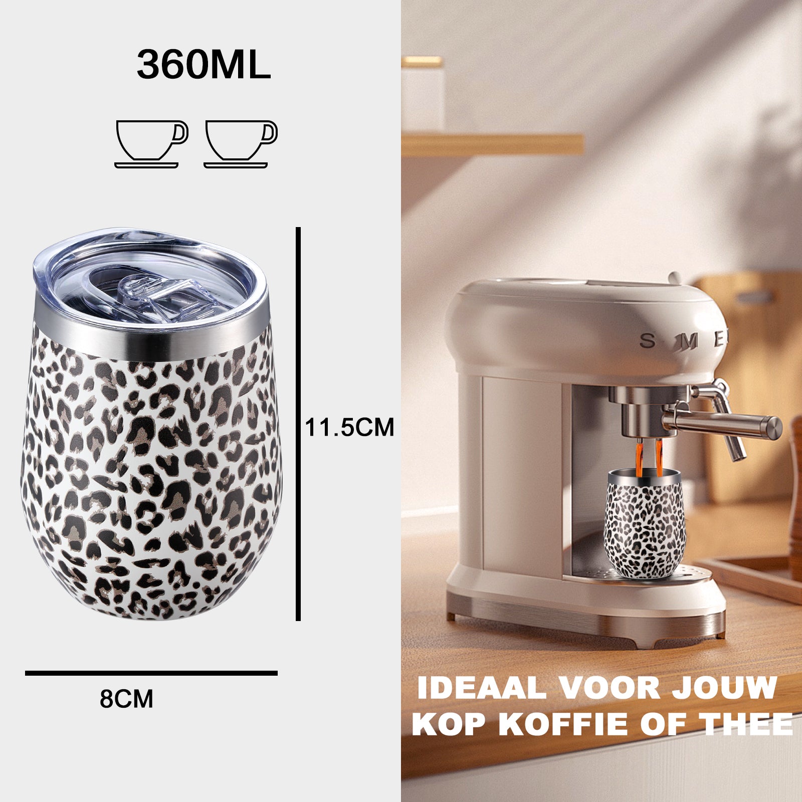 Bardi Thermosbekers 0,3L RVS leo set - incl. deksels - dubbelwandig
