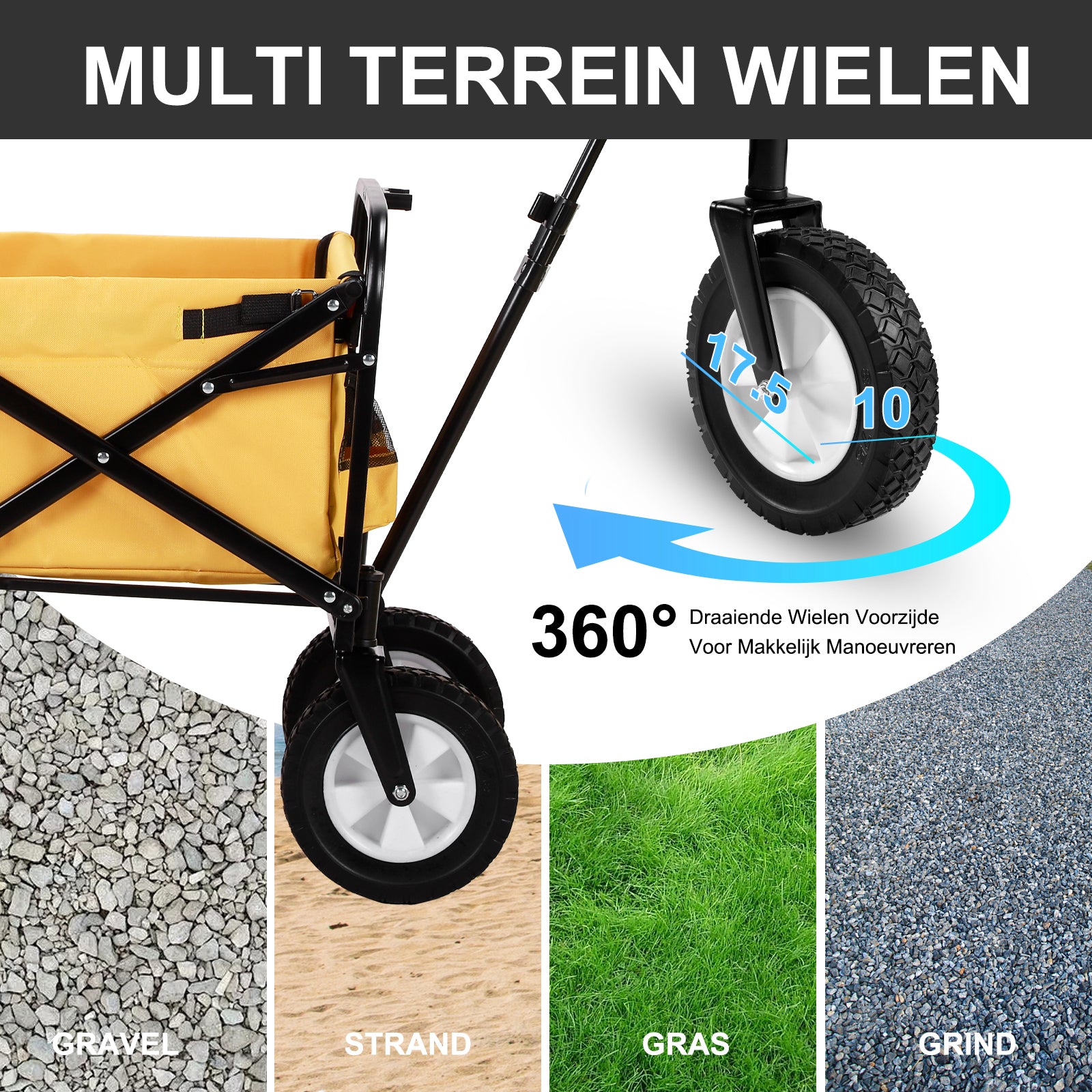 Packaway Bolderkar 70kg oker - opvouwbaar - wasbaar