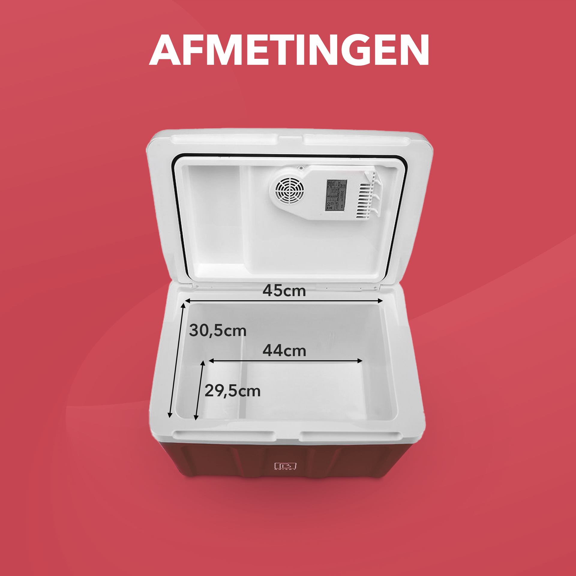 Elektrische koelbox 40L rood SET - Incl. 8L passieve koelbox - incl. divider en koelelementen - AC/DC 12V, 220/230V