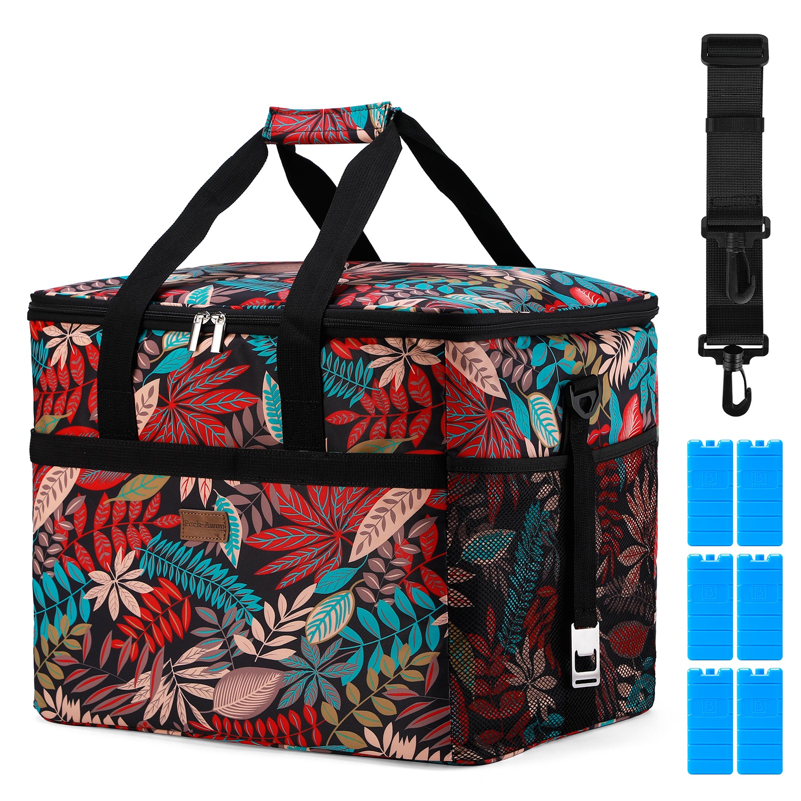 Cooler bag 40L jungle - lunch bag - foldable - 4-layer insulated - incl. 6 free cooling elements and carrying strap