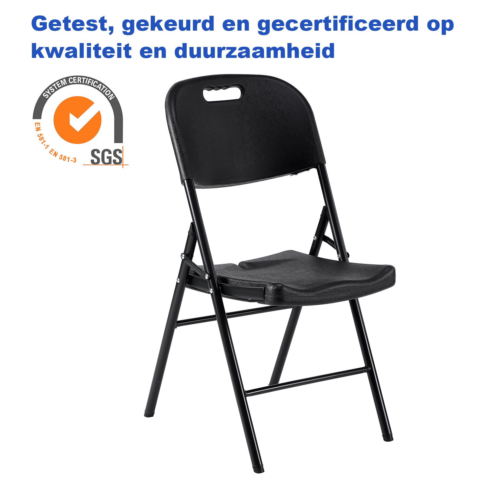 Bardi 8-delige Klapstoelen set zwaar zwart - 200 kg draagvermogen