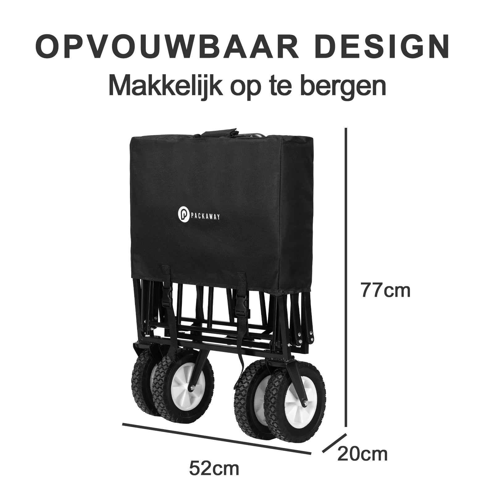 Packaway Bolderkar 70kg zwart - opvouwbaar - wasbaar