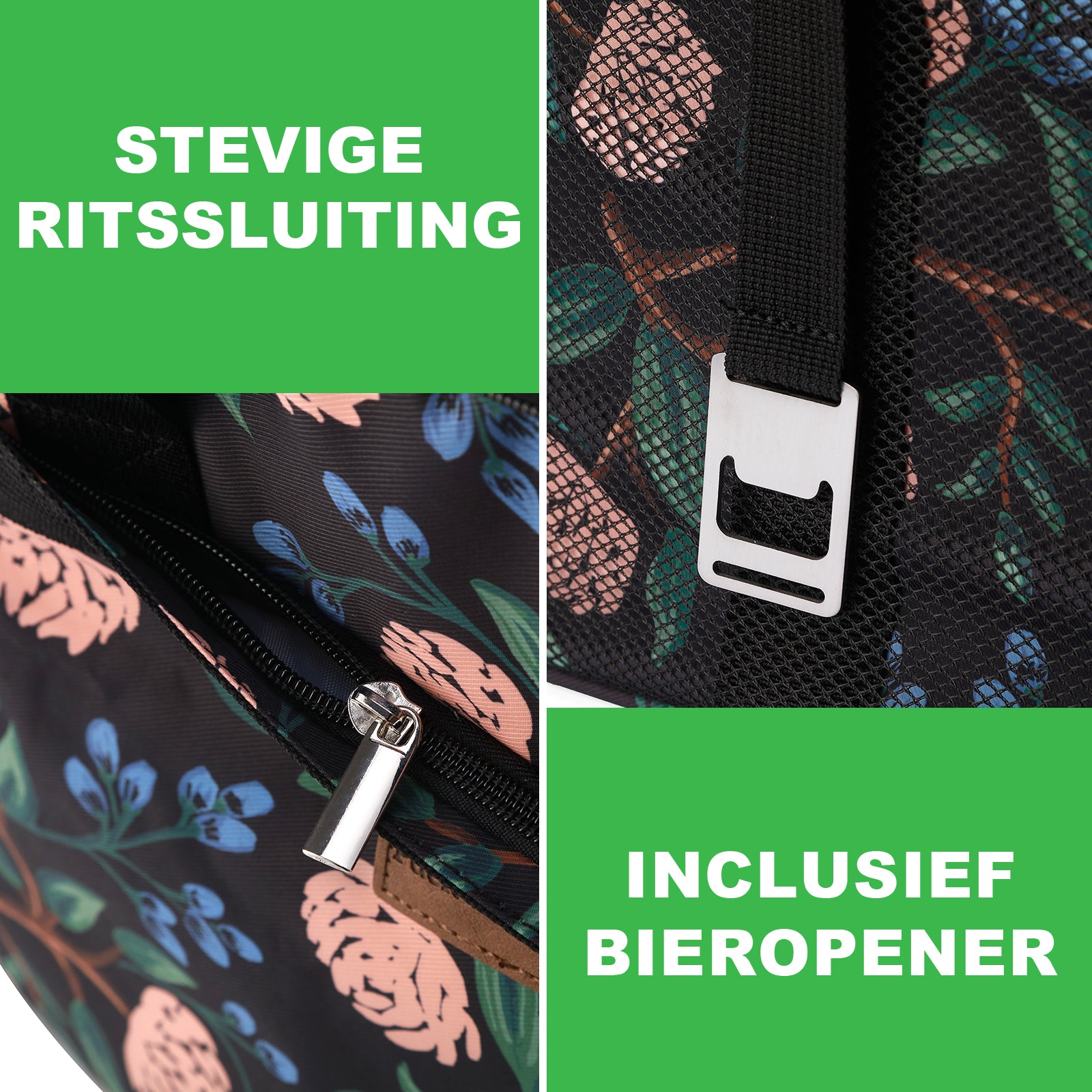 Cooler bag 40L passion flower - lunch bag - foldable - 4-layer insulated - incl. 6 free cooling elements and carrying strap