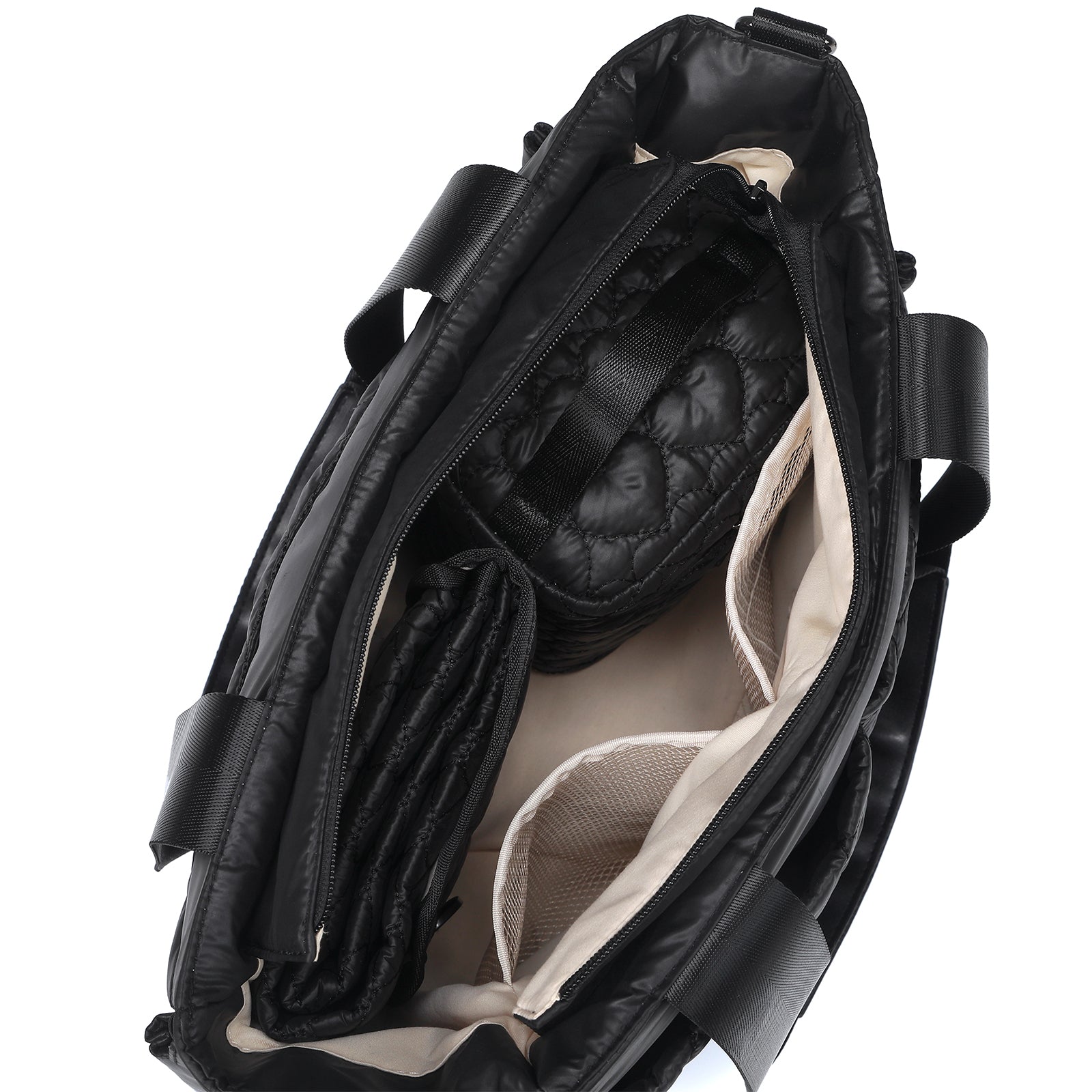 Florence diaper bag 17L black - shoulder bag, care bag - hard-wearing - incl. cool bag, changing mat and stroller hooks - nylon