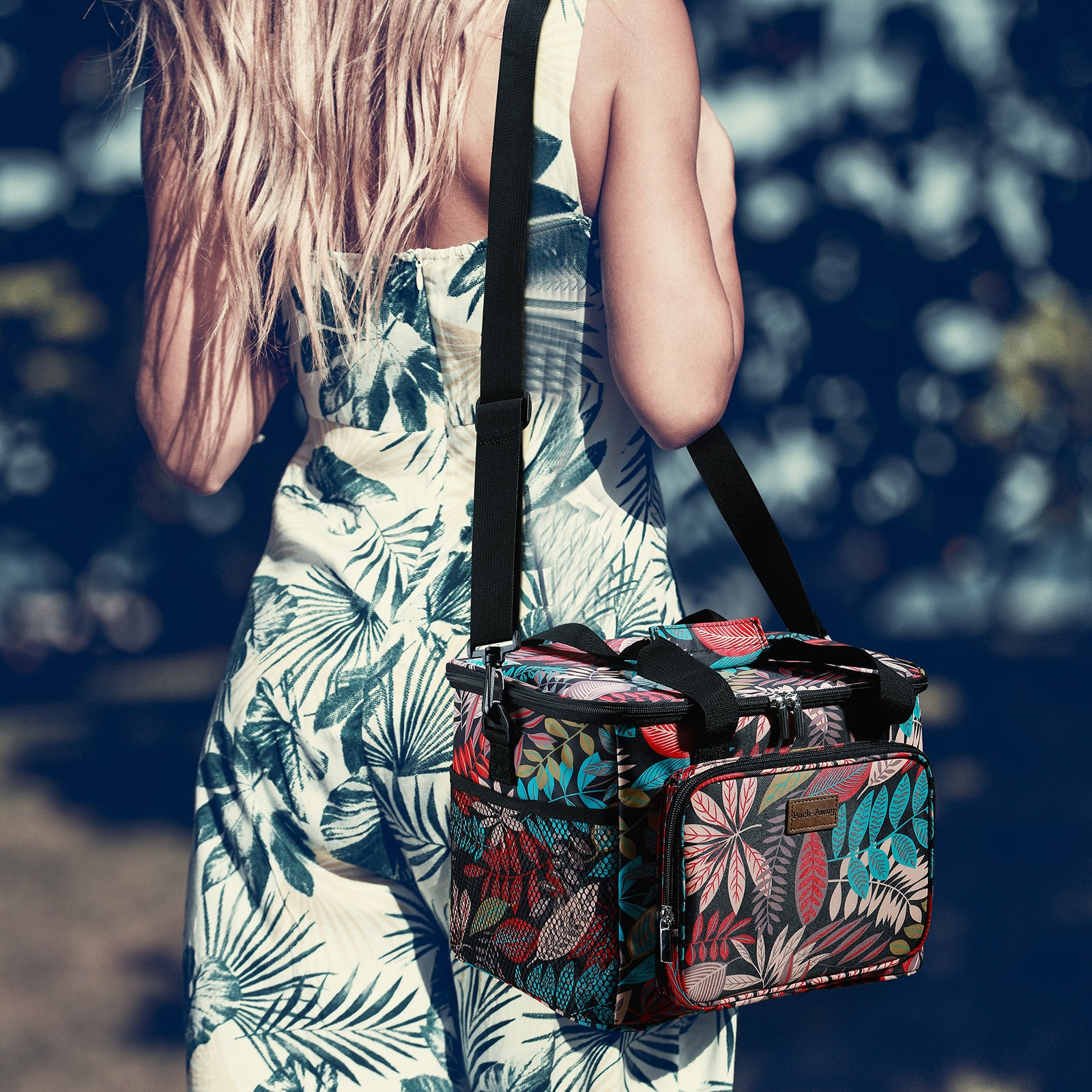 Cooler bag 15L jungle - lunch bag - 4-layer insulated - foldable - incl. 2 free cooling elements and carrying strap