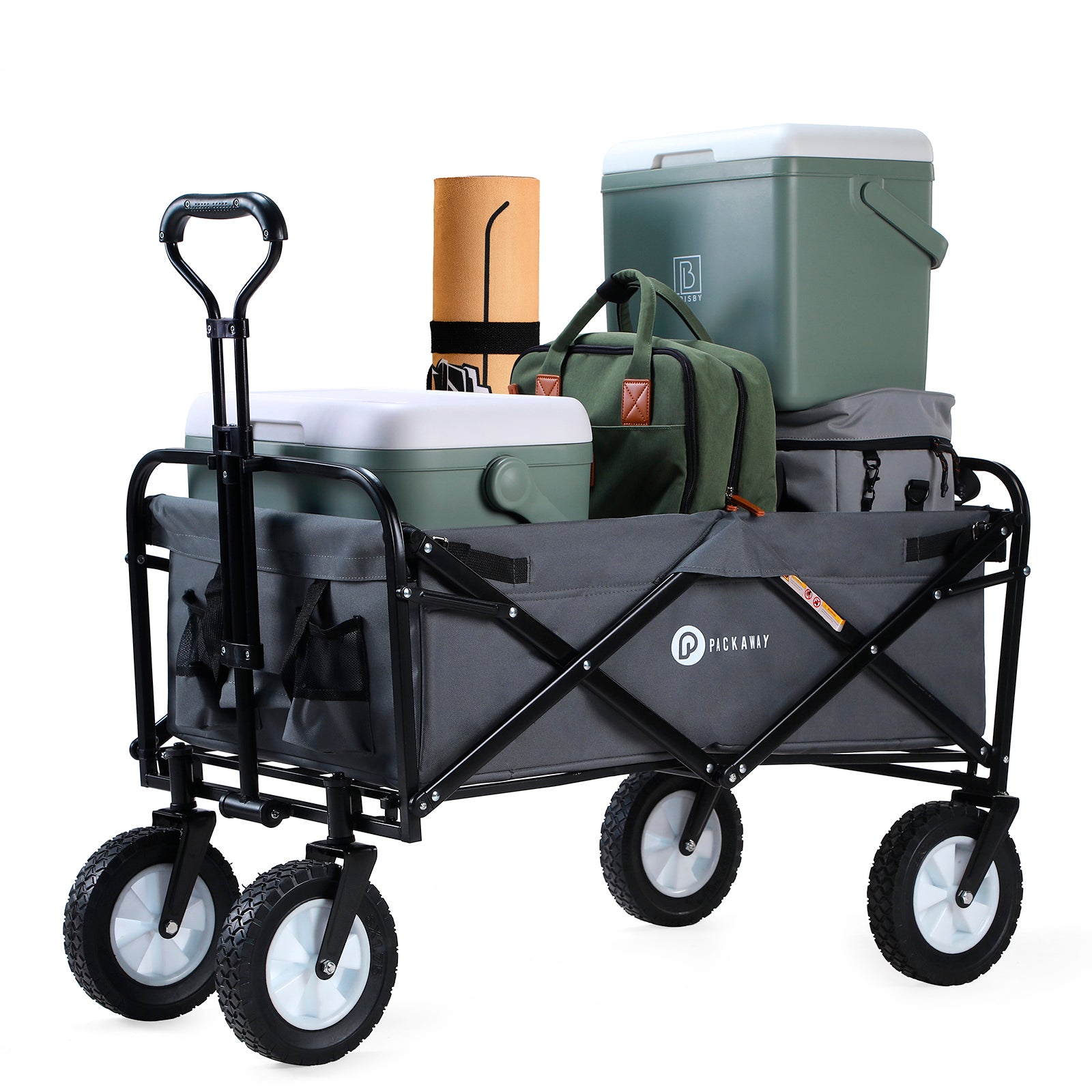 Packaway Bolderkar 70kg grijs - opvouwbaar - wasbaar polyester