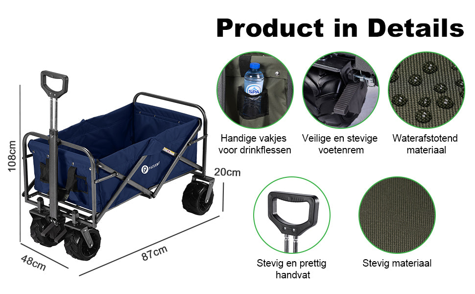Packaway Bolderkar XL 80kg donkerblauw - opvouwbaar - heavy duty - wasbaar