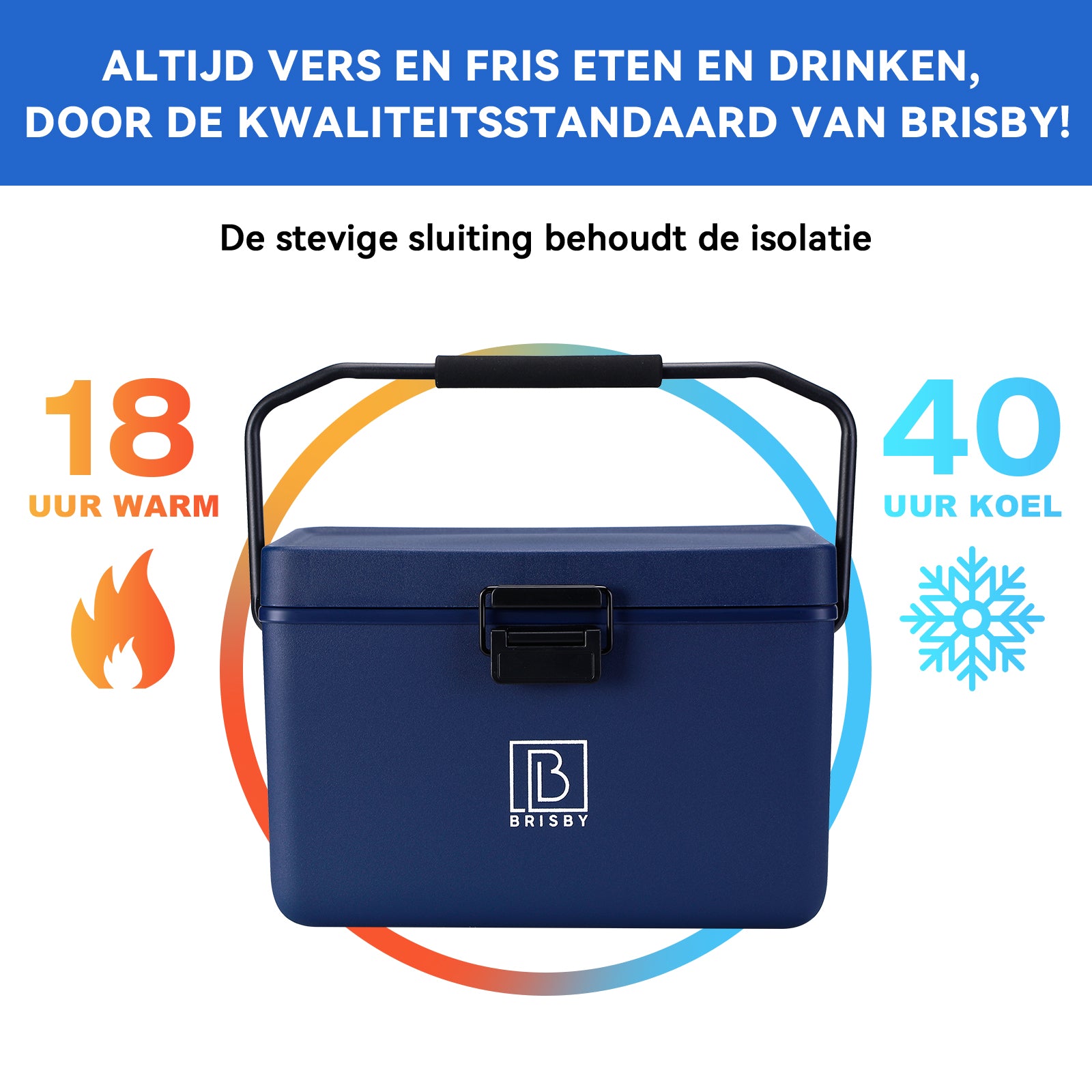 Koelbox 12L met handvat blauw - Dividers - snijplanken - tot maximaal 40 uur isolatie - incl. 2 koelelementen van 200ml